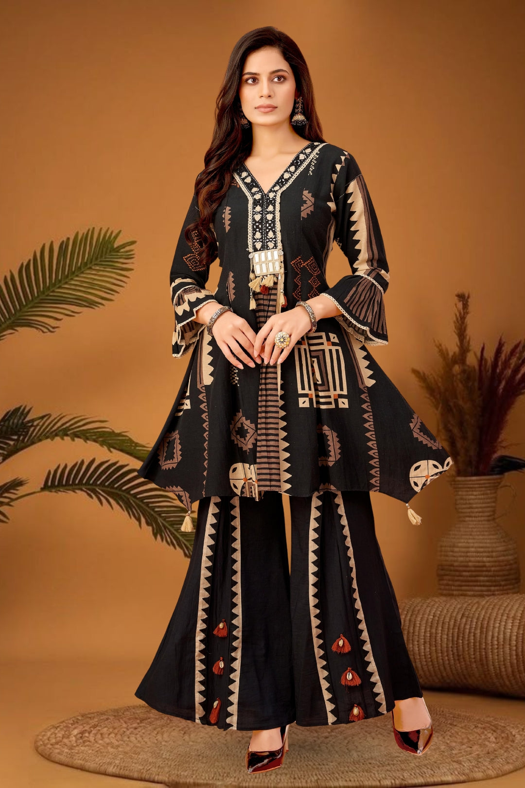 Black Printed  Mal Cotton  Coord Set 1031-10137