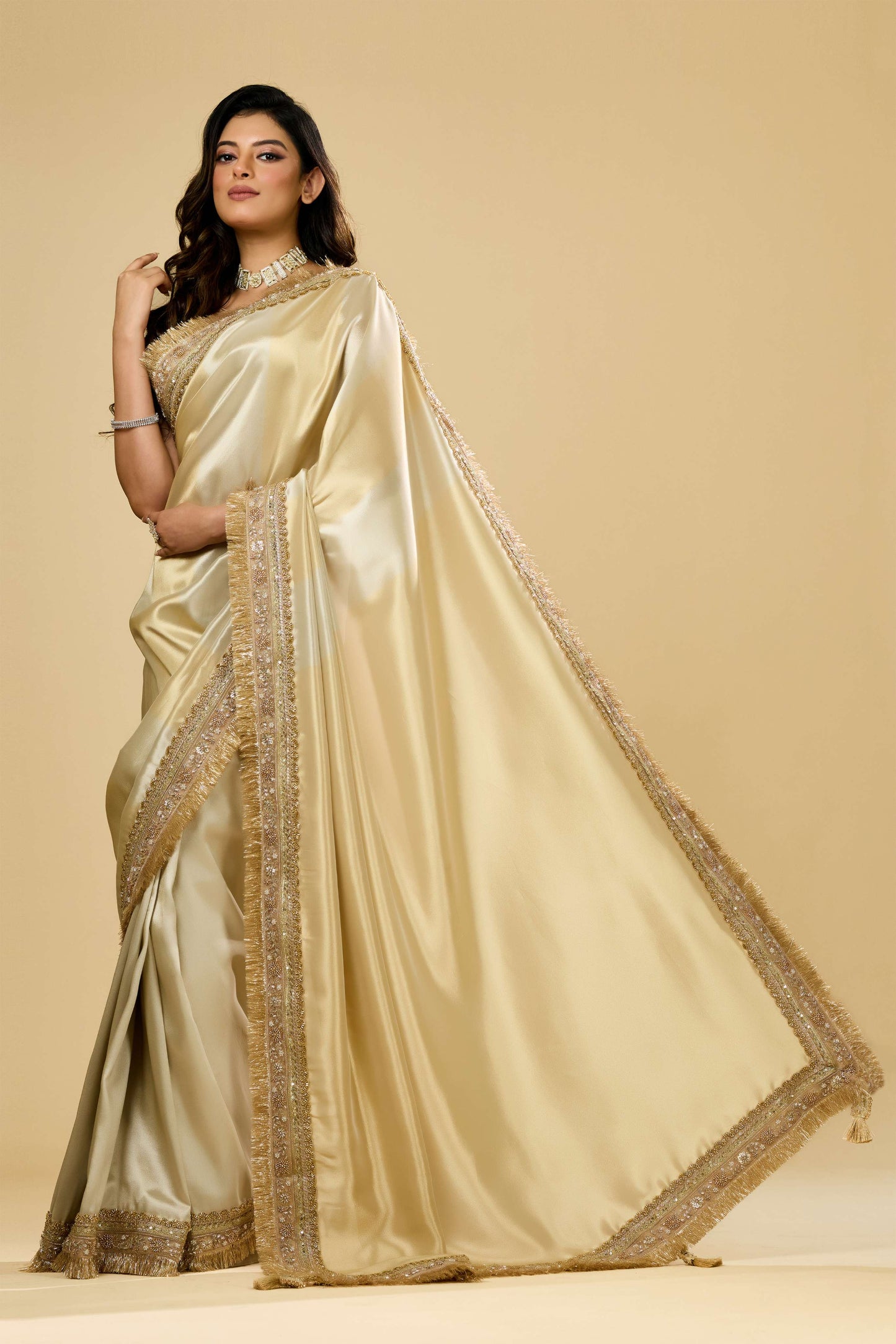 Gold Cut Dana Tissue Sarees 1007-10007