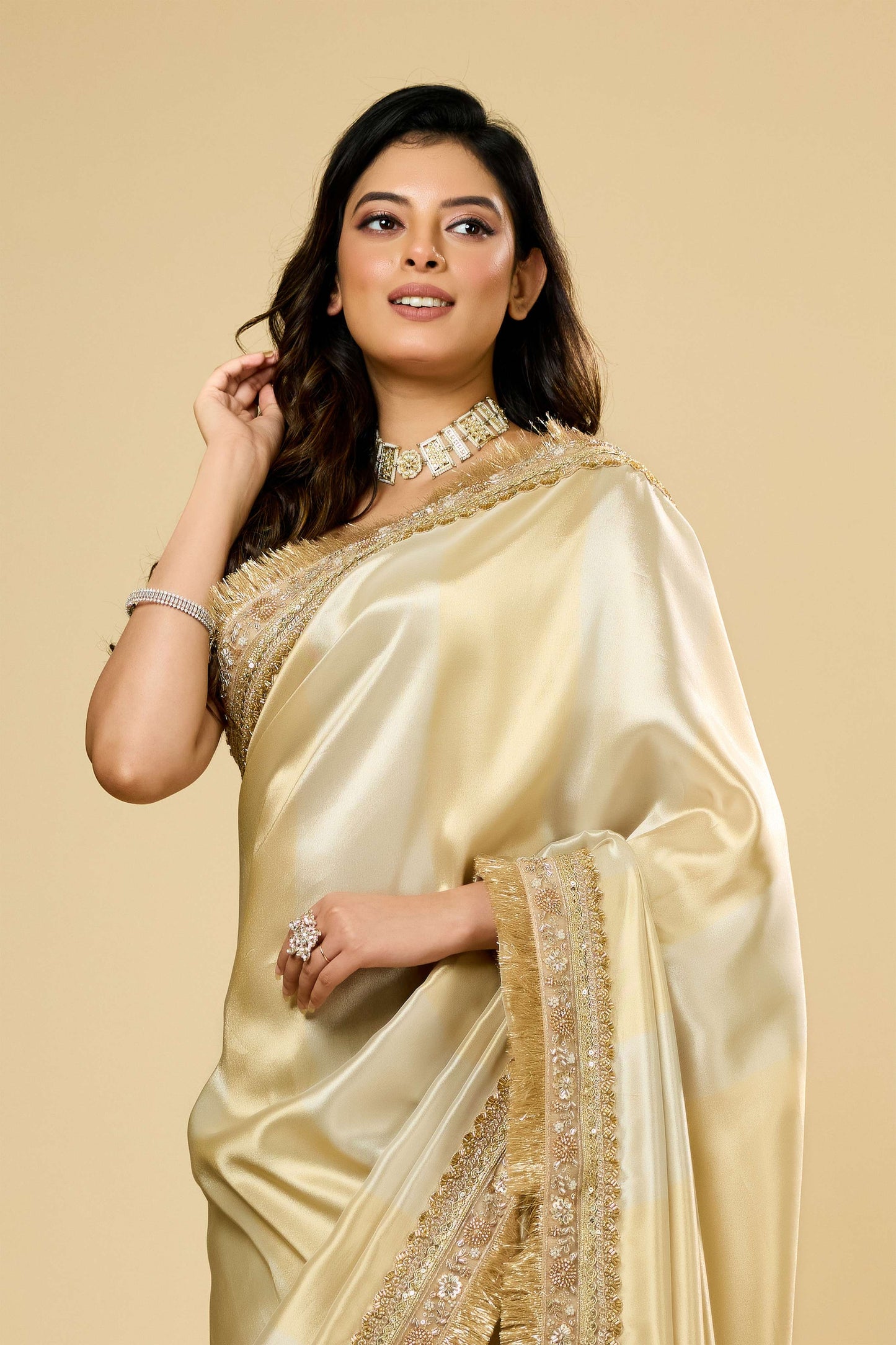 Gold Cut Dana Tissue Sarees 1007-10007