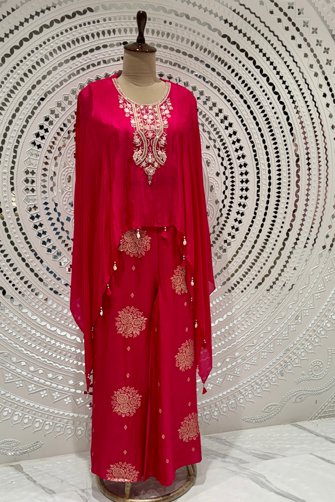 Pink Resham work Dola Silk  Indo Western 1017-10129