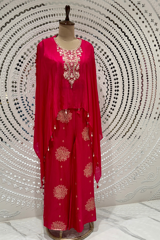 Pink Resham work Dola Silk  Indo Western 1017-10129