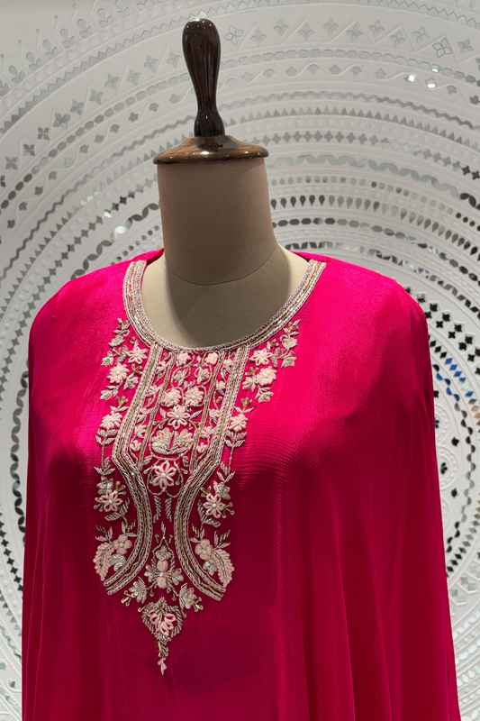 Pink Resham work Dola Silk  Indo Western 1017-10129