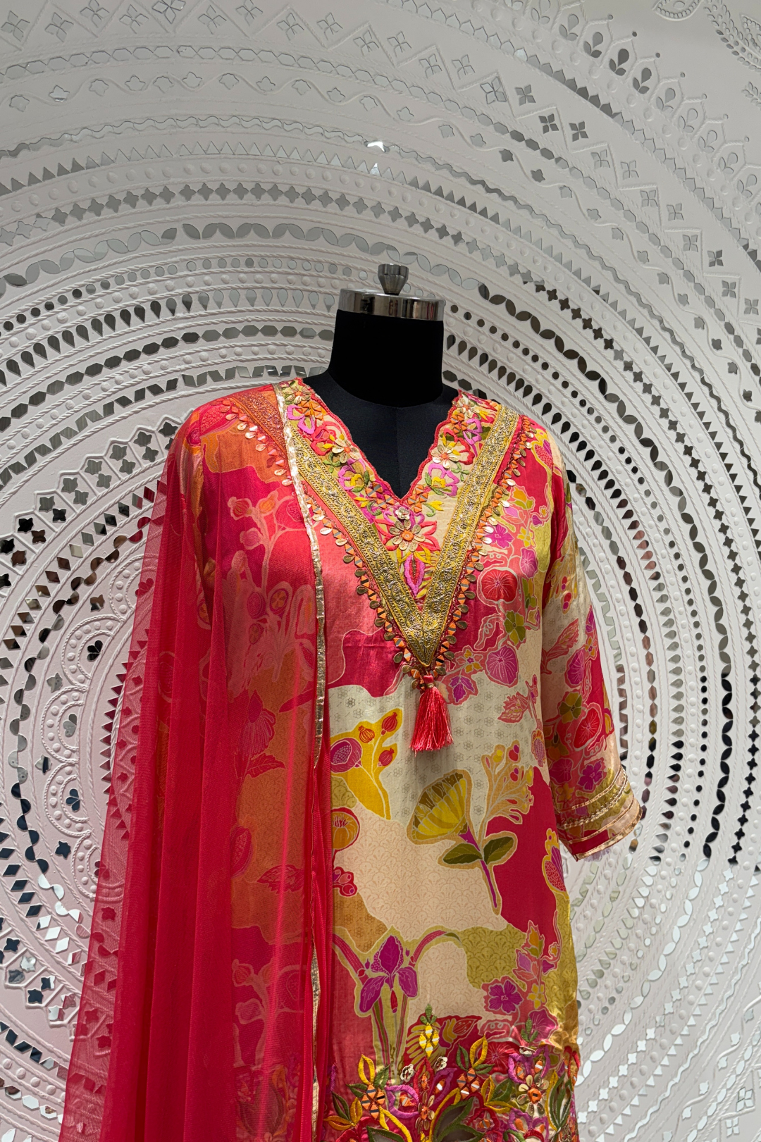 Pink Mirrorwork Crape Salwar Suits 1030-10130