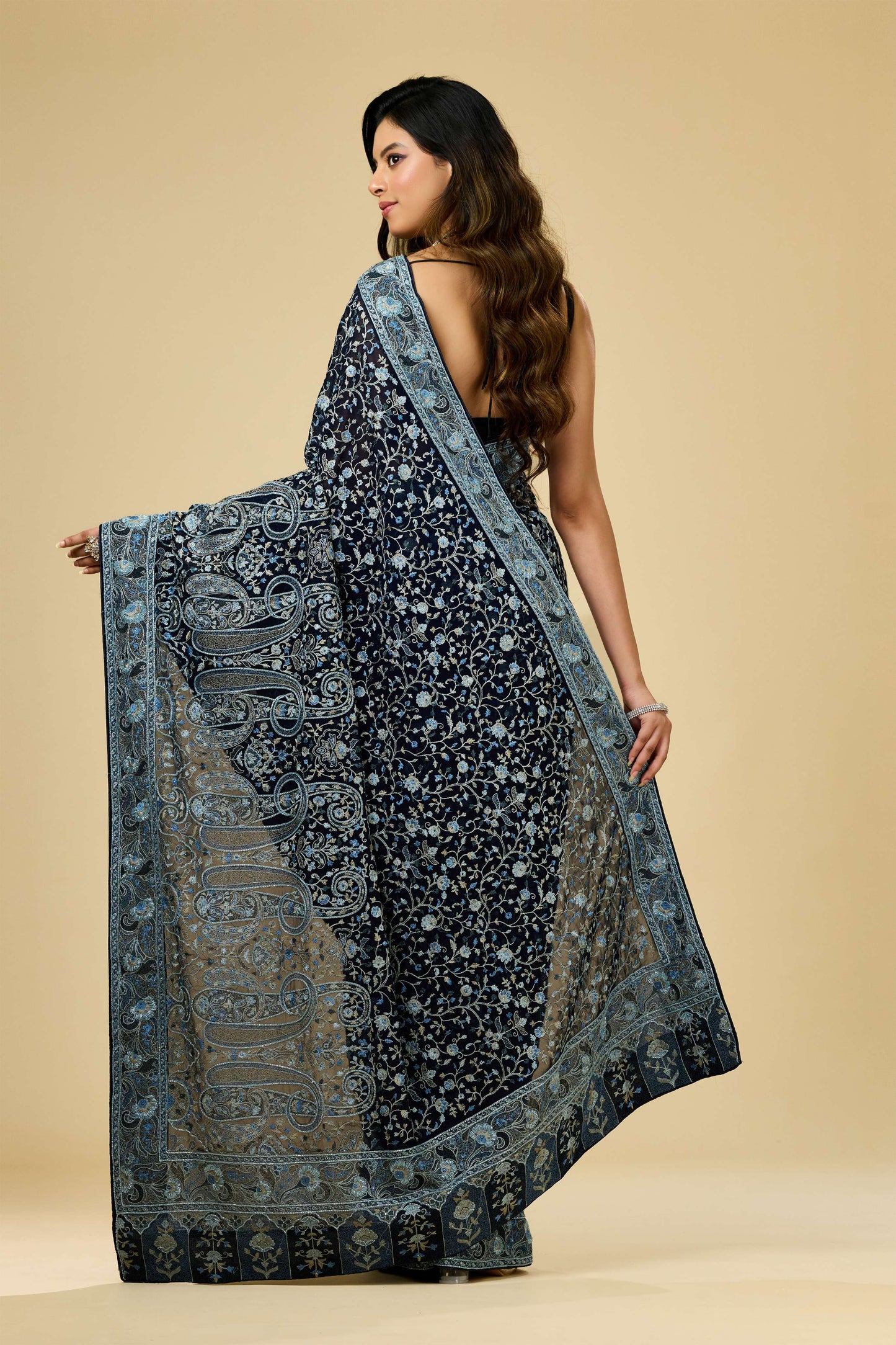 Blue Kashmiri Georgette Sarees 1007-10010