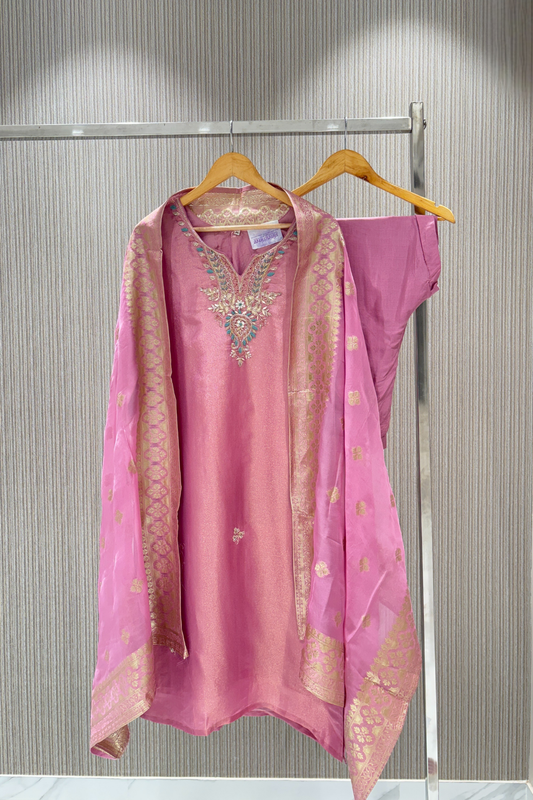 Pink Boolean work Tissue  Salwar Suits 1028-10125