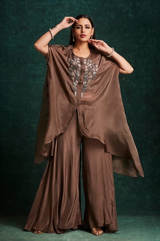 Brown Cut Dana Organza Indo Western 1032-10143