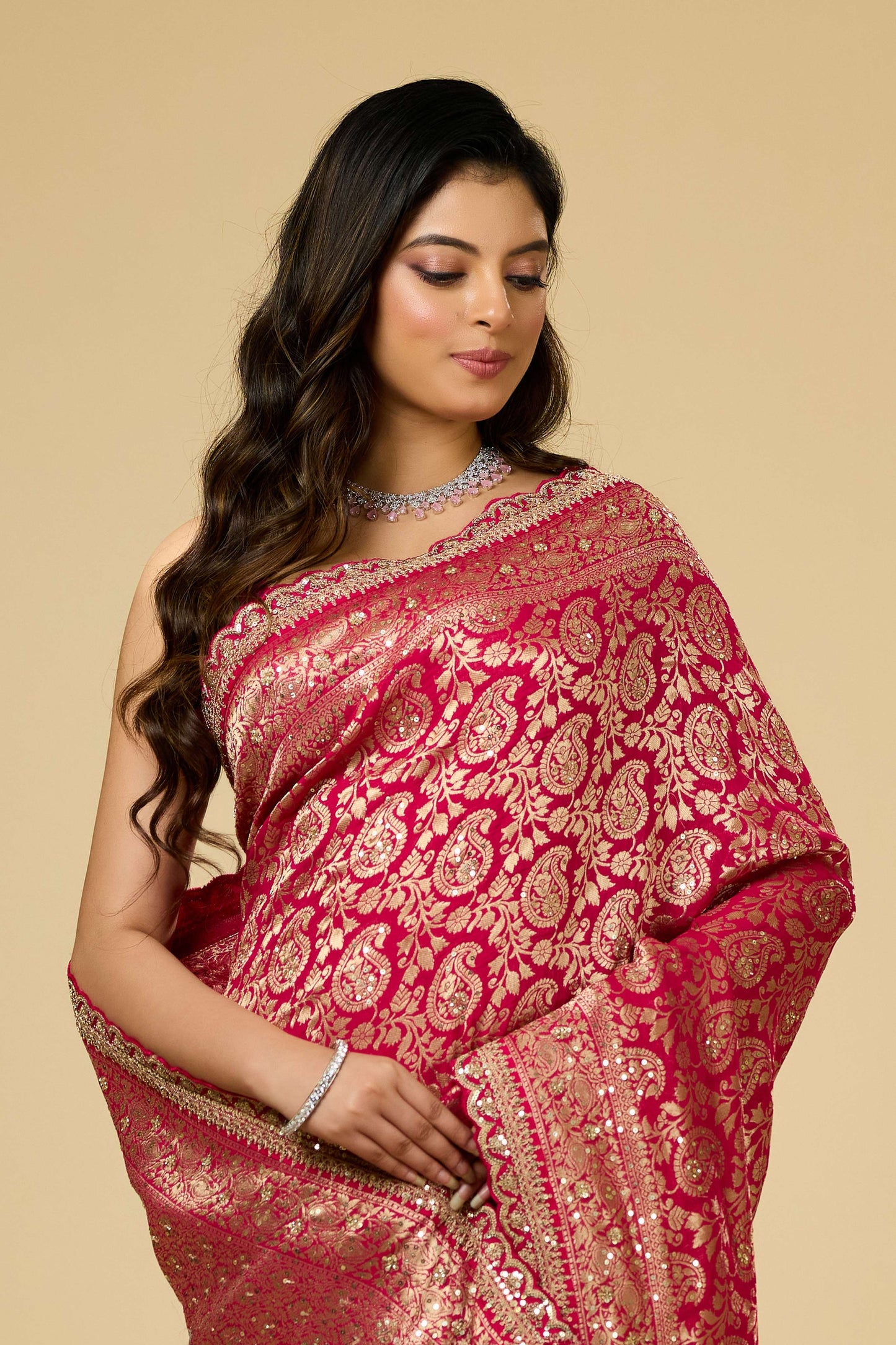 Rani Golden Zari weave Georgette Sarees 1011-10029