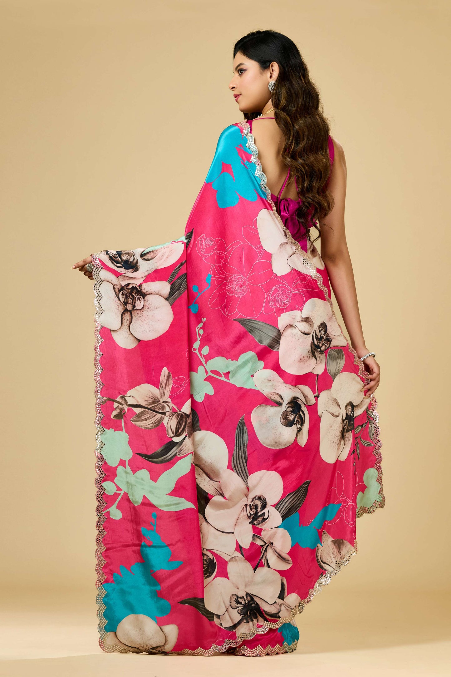 Printed Kutch work Semi crepe Sarees 1012-10032