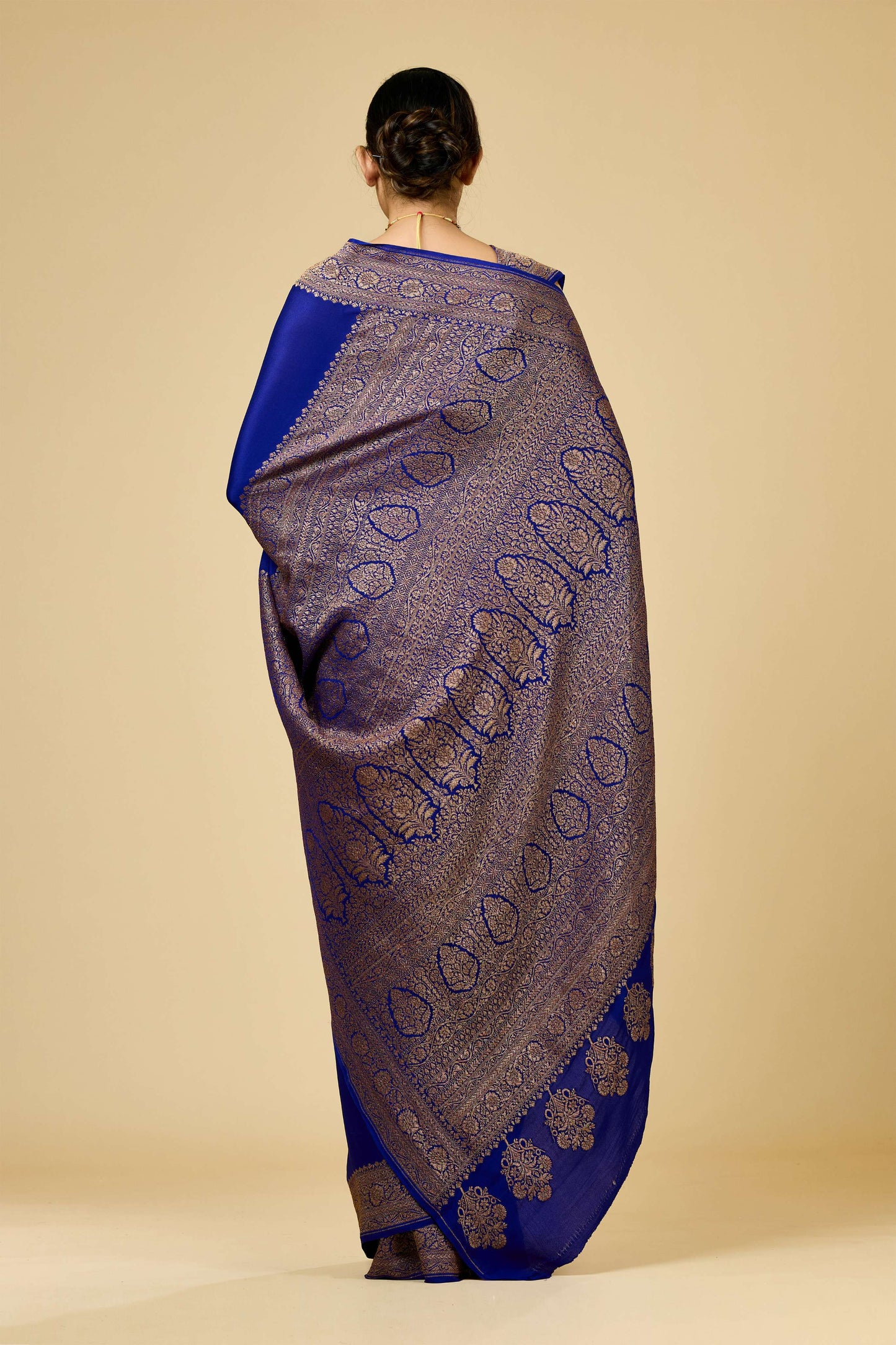 Blue Antique Zari weave Khadi semi crepe Sarees 1010-10026