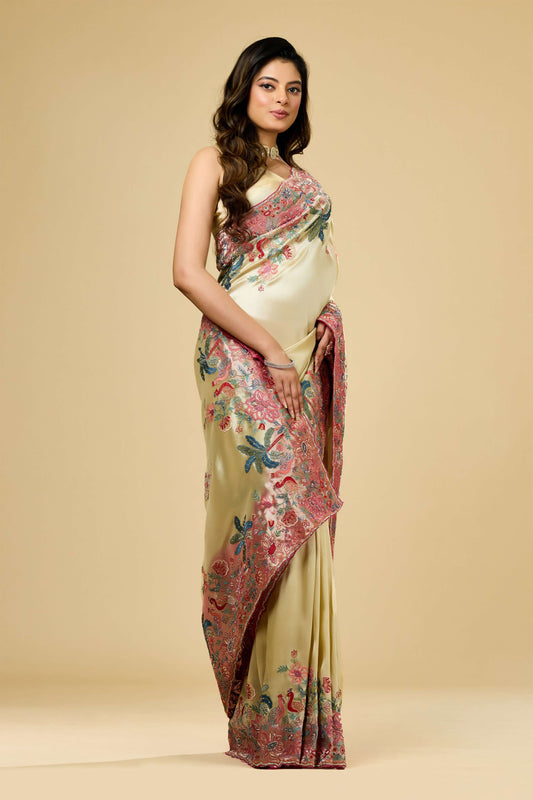 Multicolor Embroidery Tissue Sarees 1007-10015