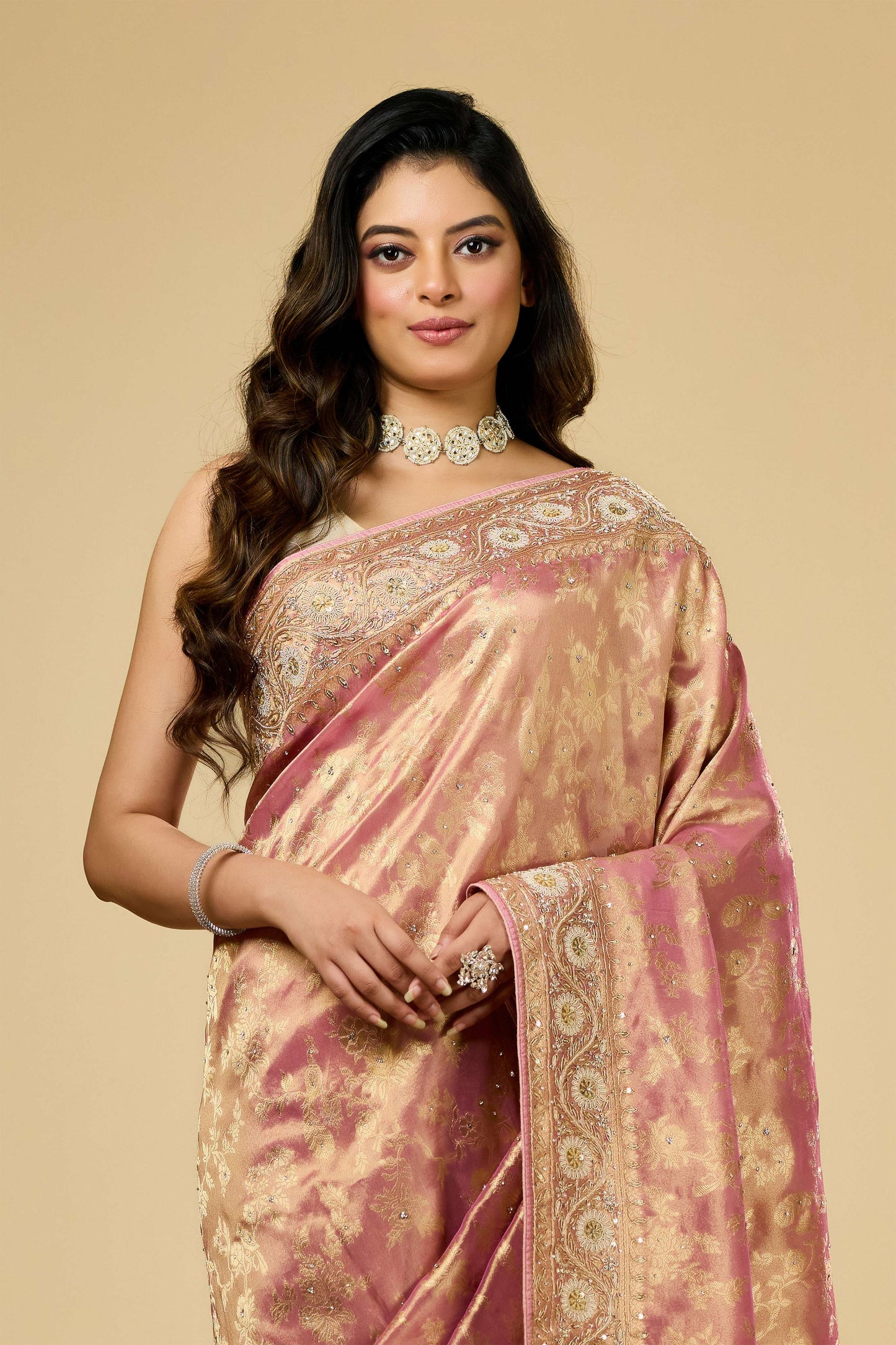 Pink Boolean work Tissue Sarees 1007-10008