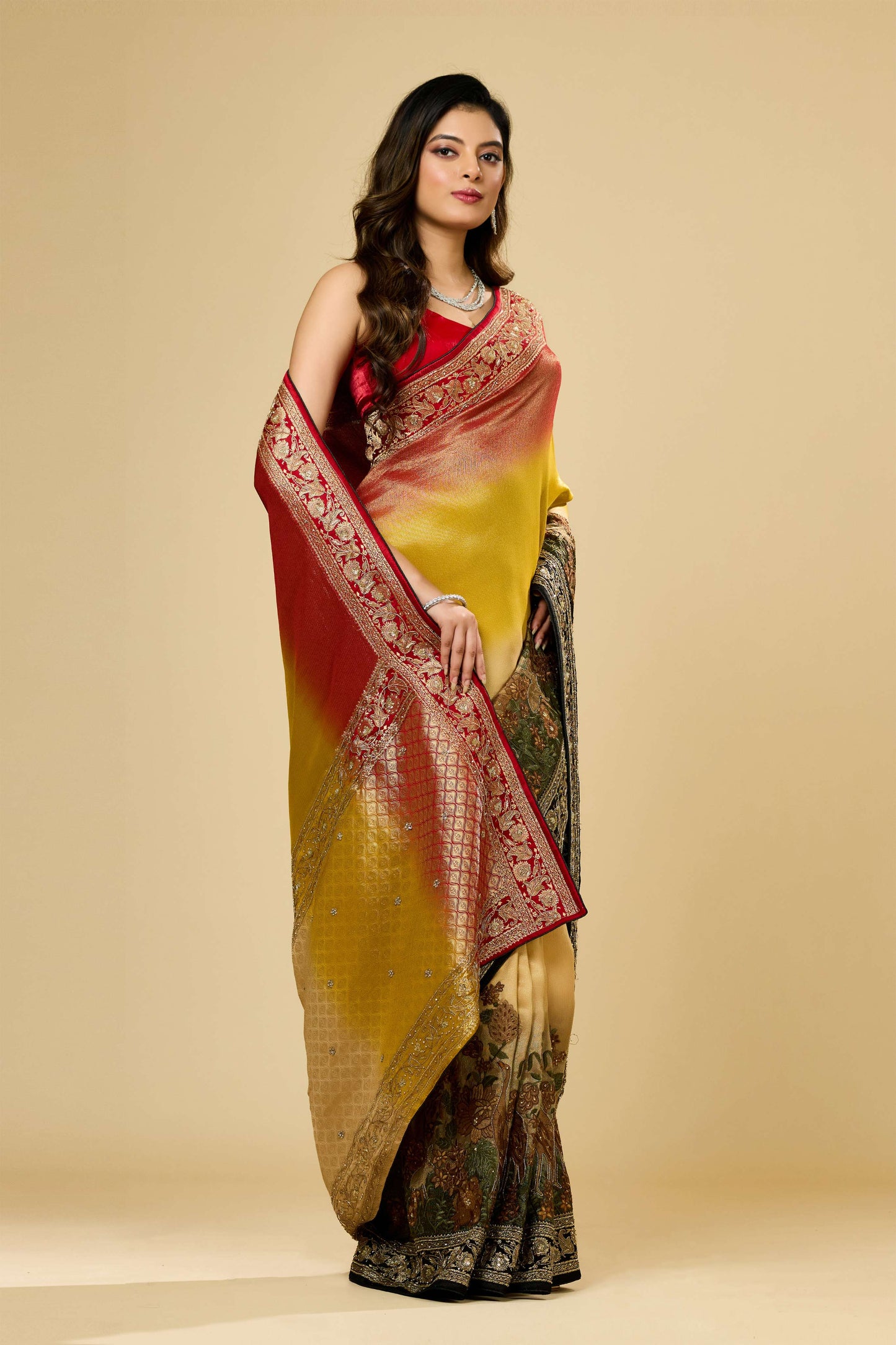 Multicolor Boolean work Silk Sarees 1007-10006