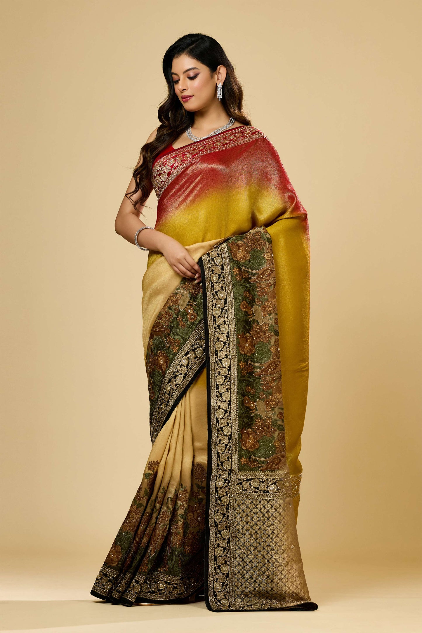 Multicolor Boolean work Silk Sarees 1007-10006
