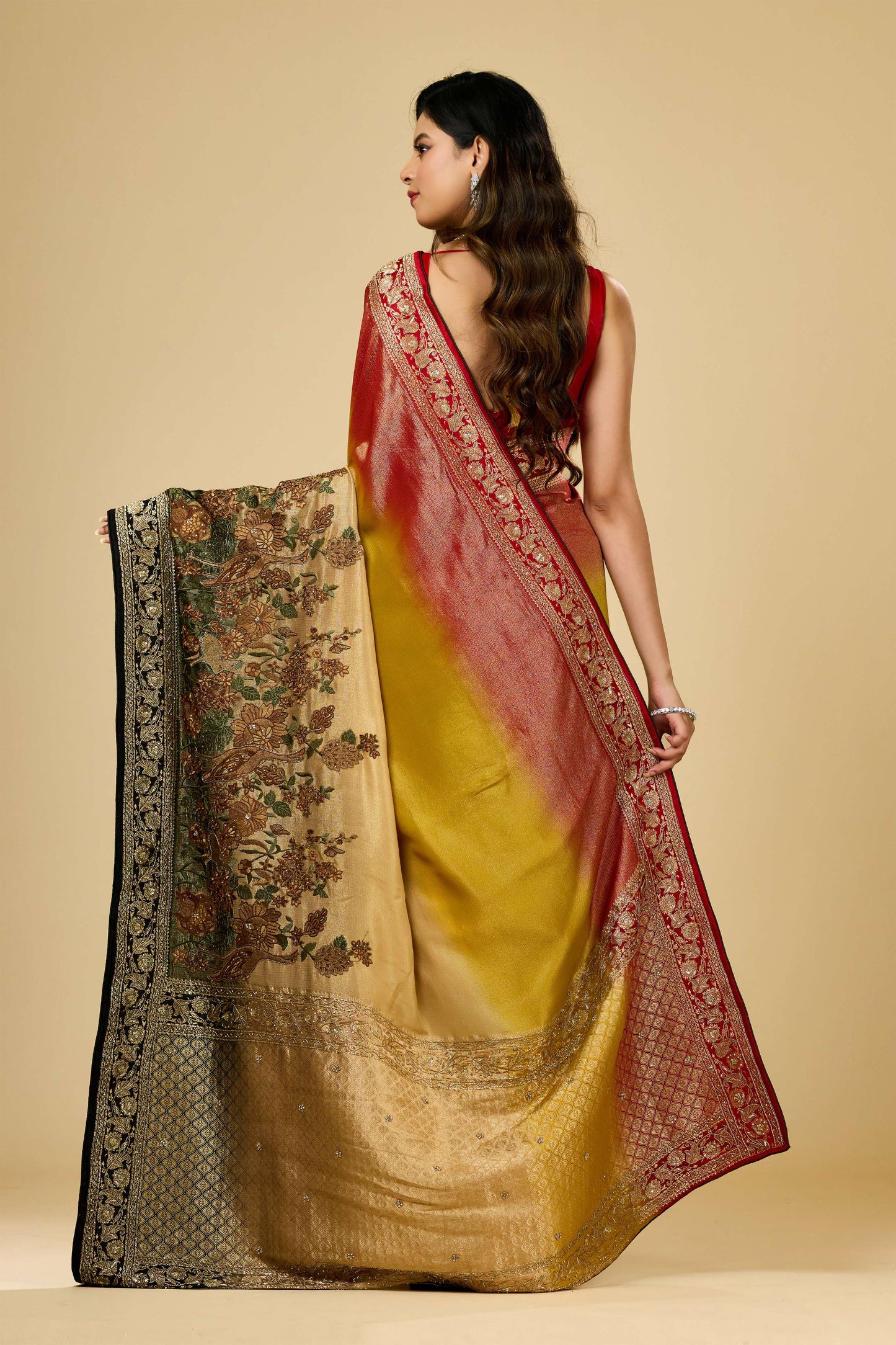 Multicolor Boolean work Silk Sarees 1007-10006