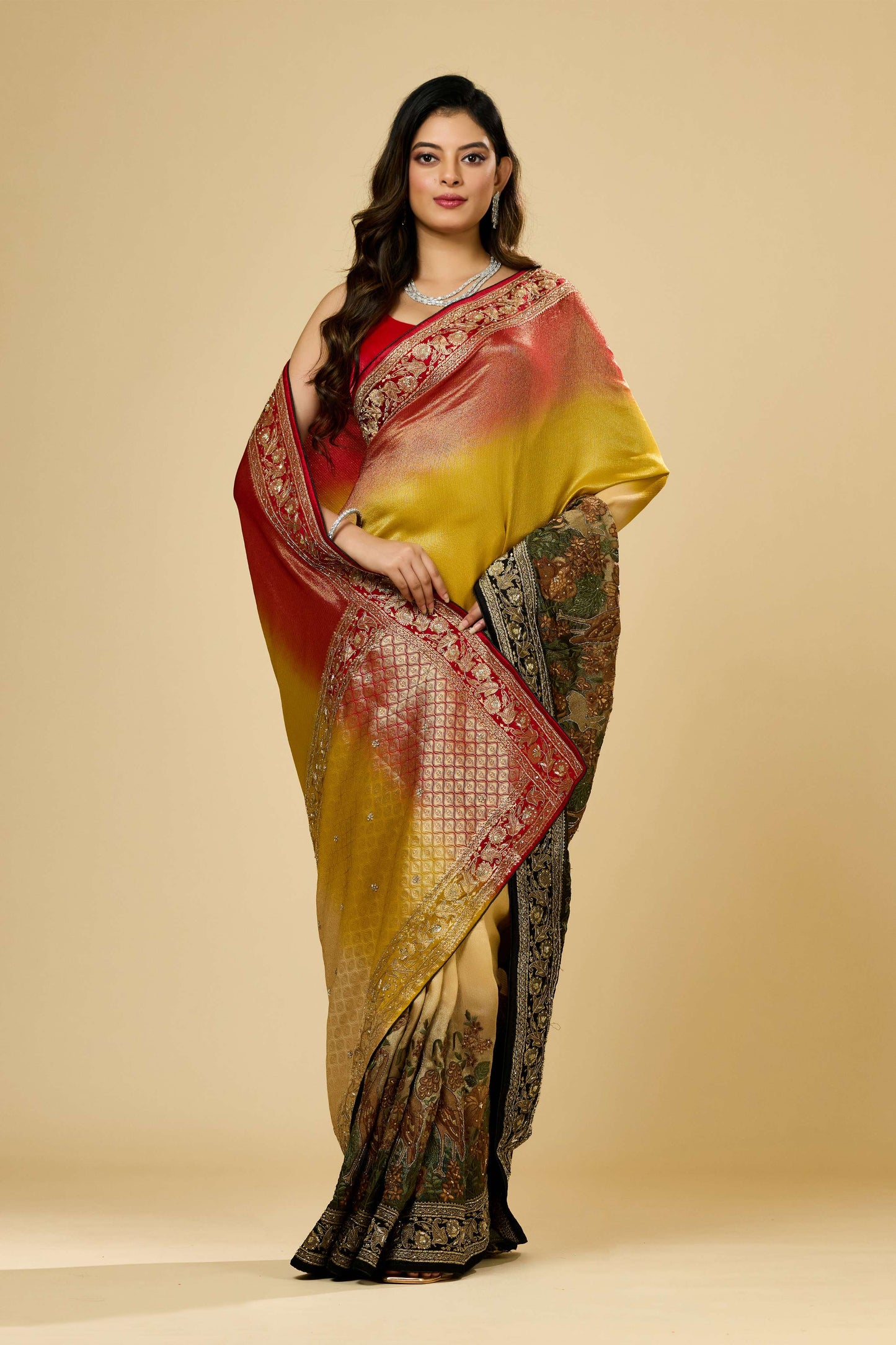 Multicolor Boolean work Silk Sarees 1007-10006