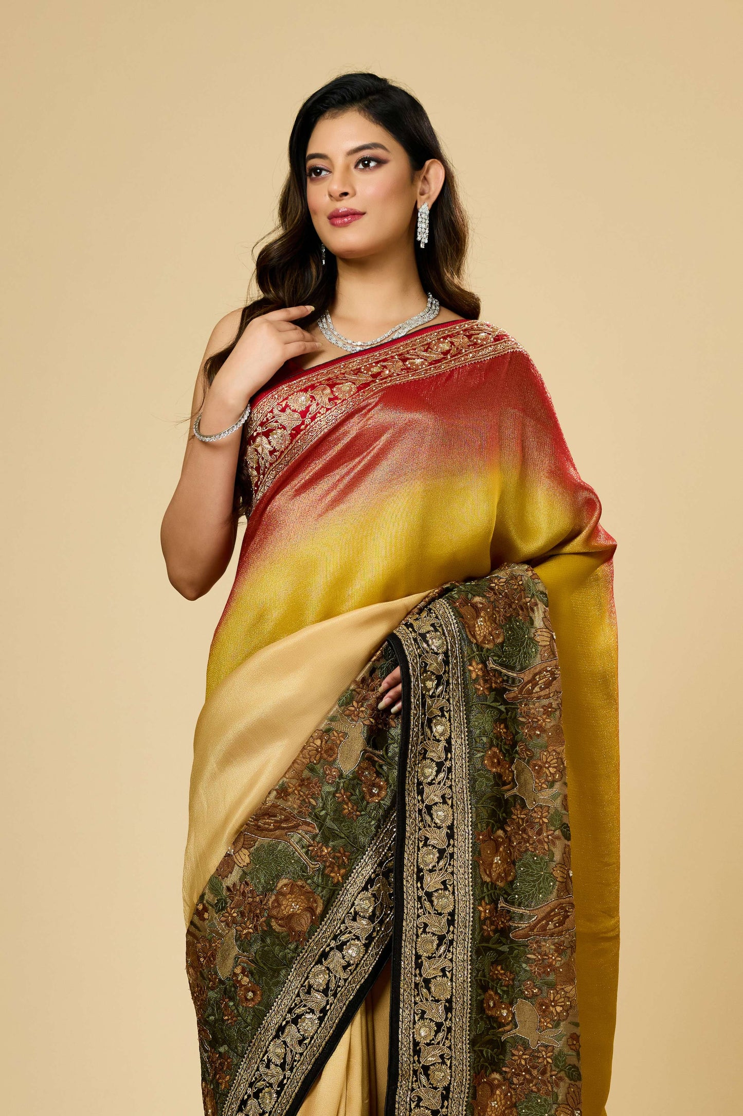 Multicolor Boolean work Silk Sarees 1007-10006