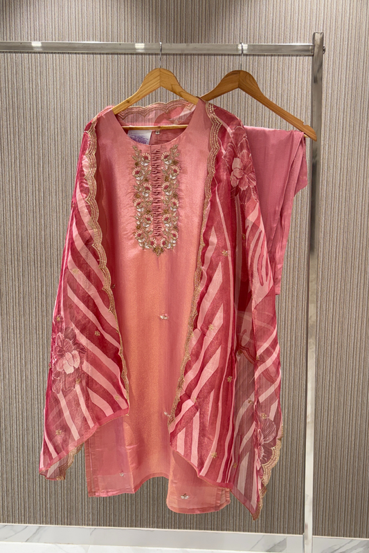 Pink resham work Tissue Salwar Suits 1028-10133