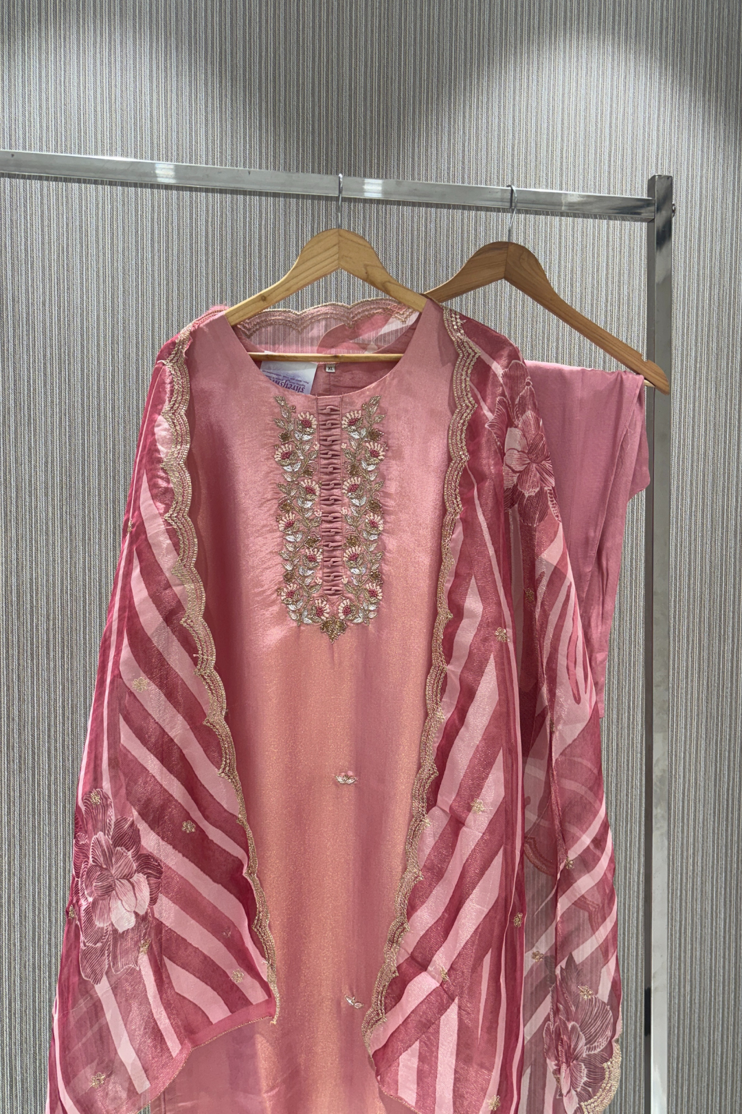 Pink resham work Tissue Salwar Suits 1028-10133