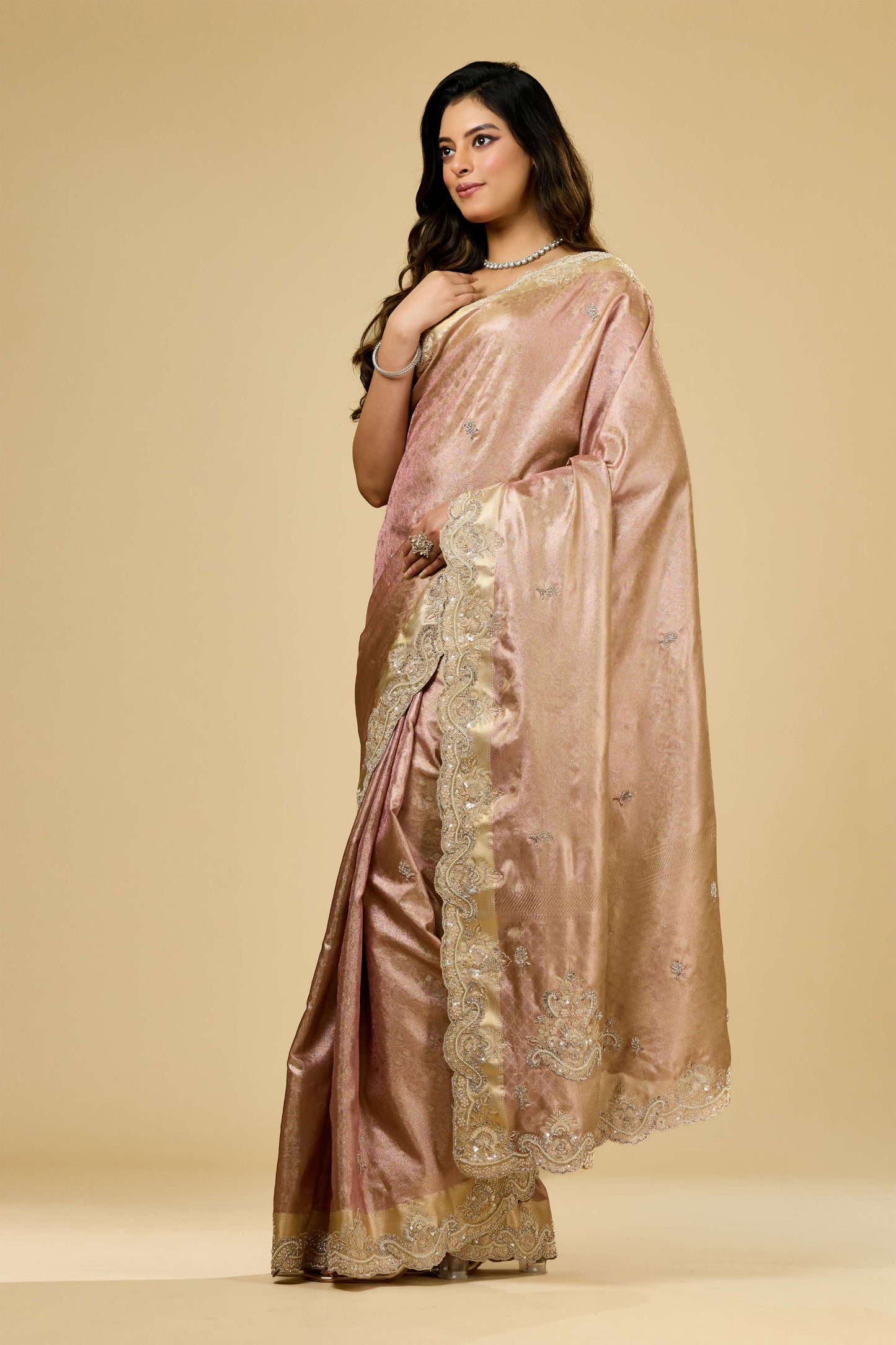 Peach Cut Dana Jacquard Sarees 1007-10017