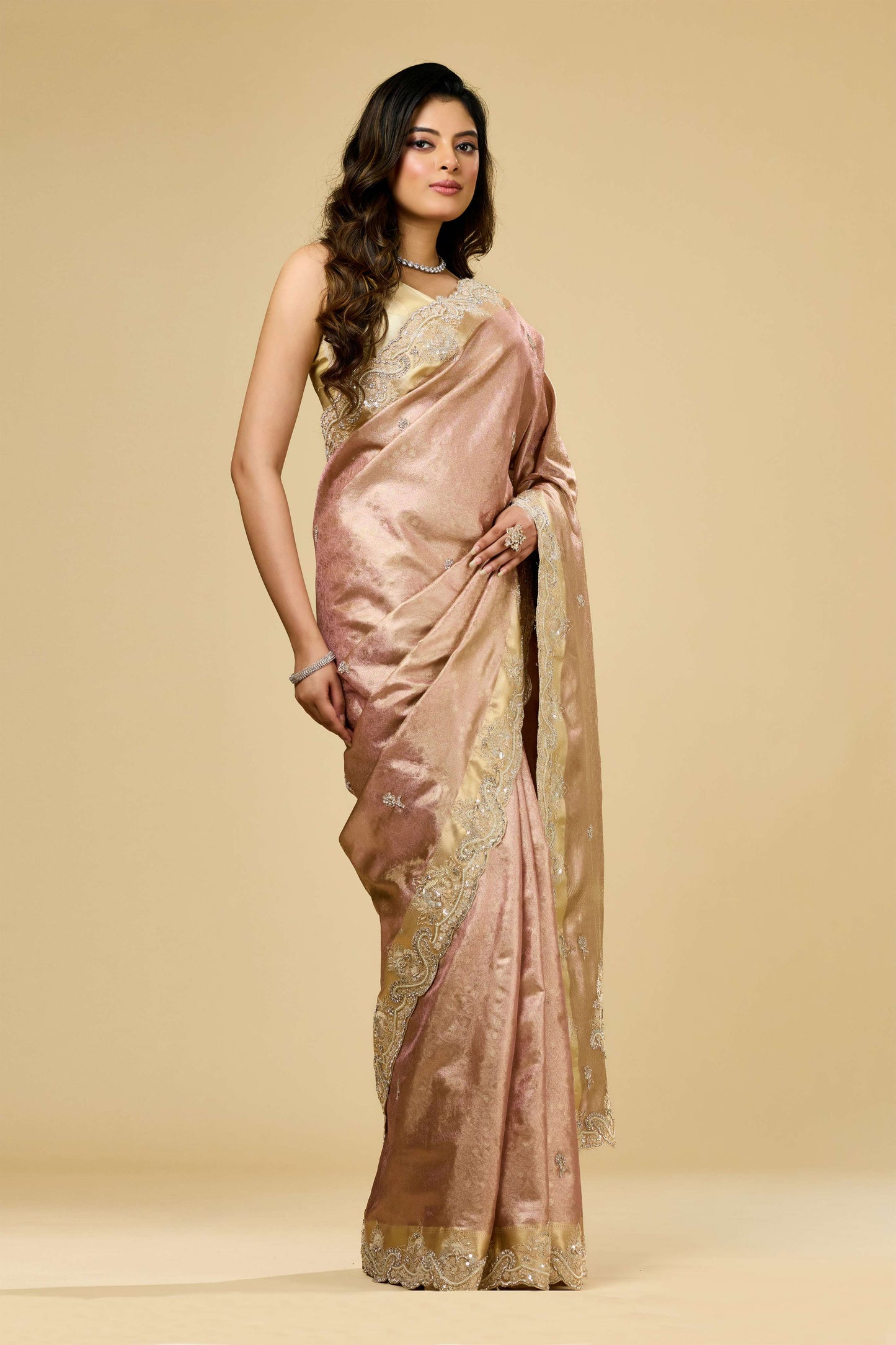 Peach Cut Dana Jacquard Sarees 1007-10017