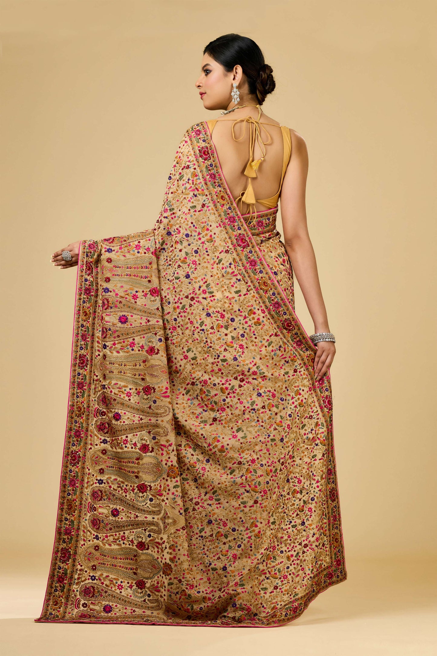 Beige Kashmiri Georgette Sarees 1007-10002