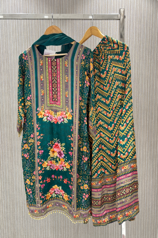 Green Printed  Crape Salwar Suits 1030-10136