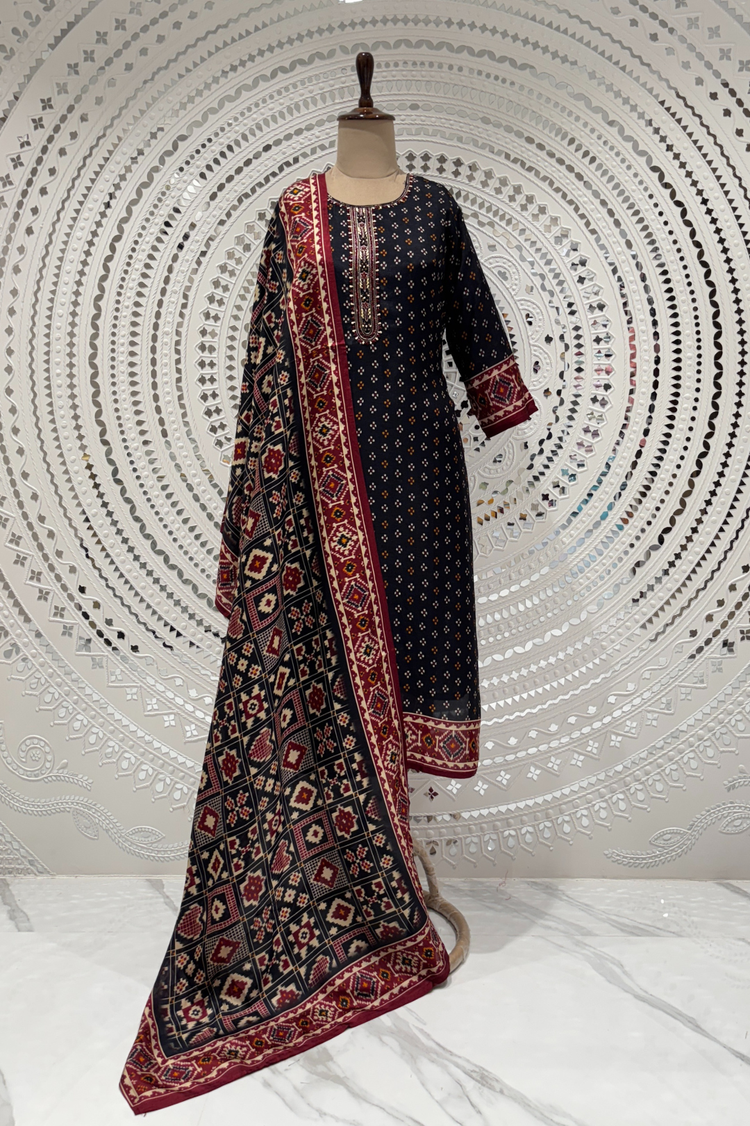 Black Printed  Muslin  Salwar Suits 1005-10155