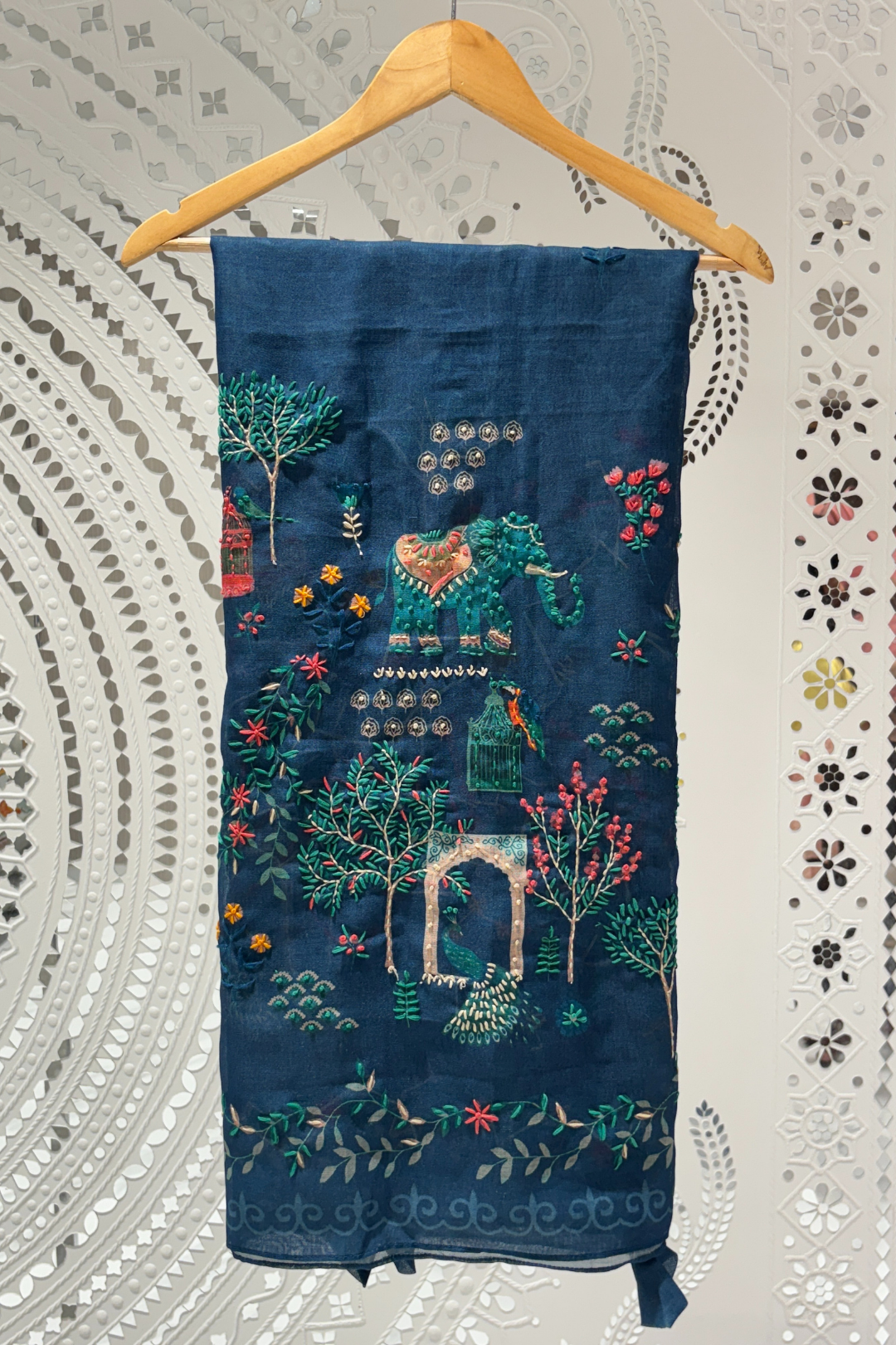 Blue  Kantha Stich  Linen  Salwar Suits 1005-10162