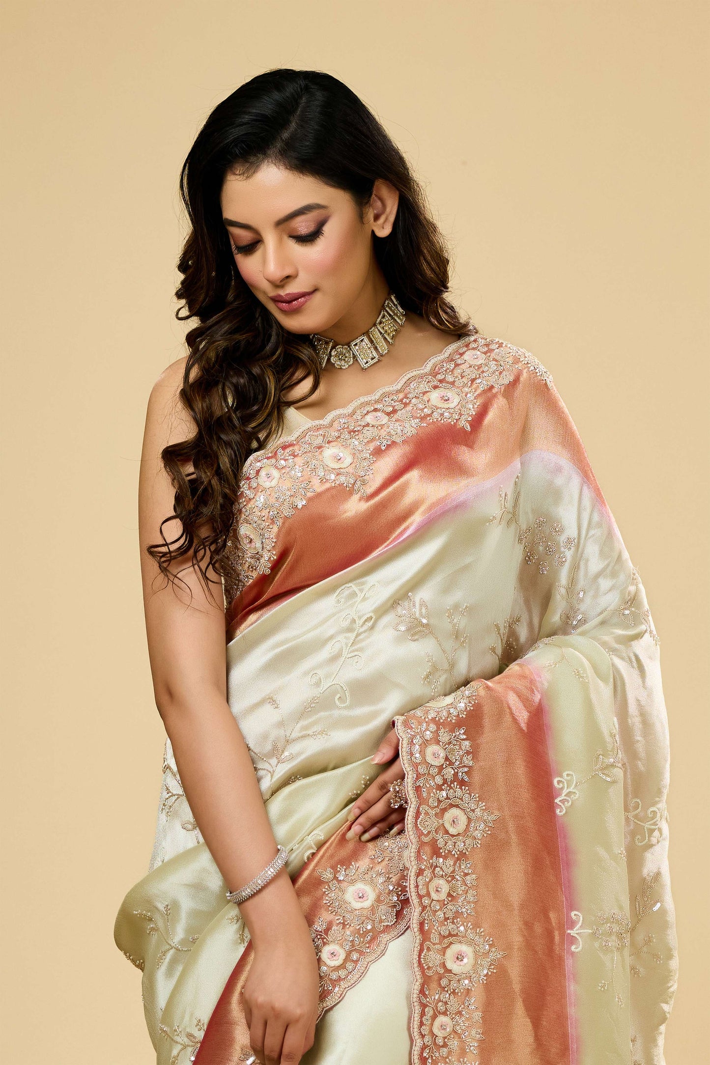 Multicolor Cut Dana Tissue Sarees 1007-10018