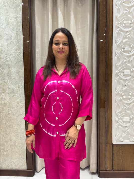 Pink Lehriya Coord Set 1002