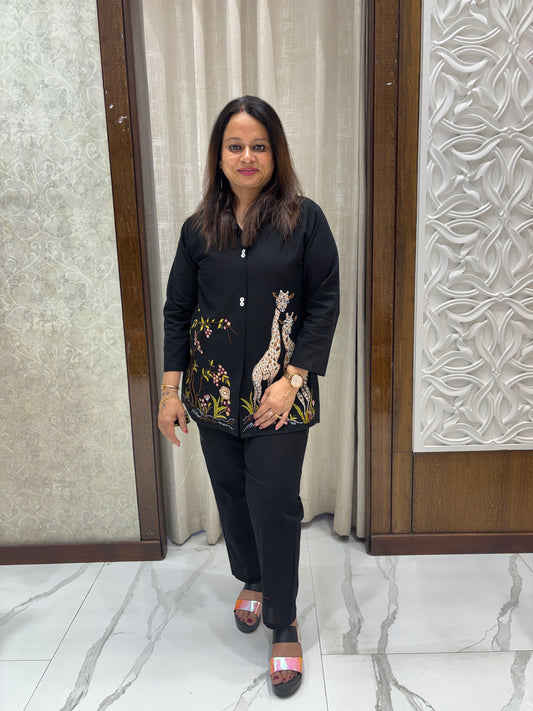 Black Cotton Vantara Coord Set 1015