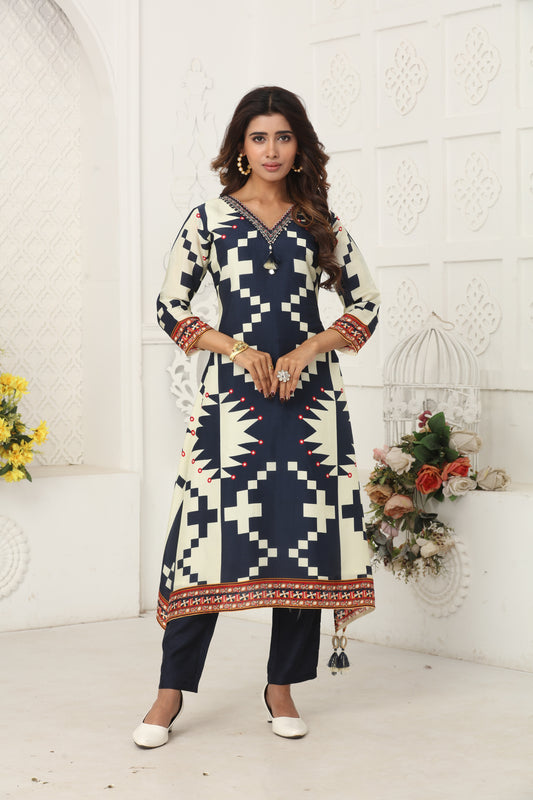 Blue Printed Muslin Salwar Suits 1027-10119