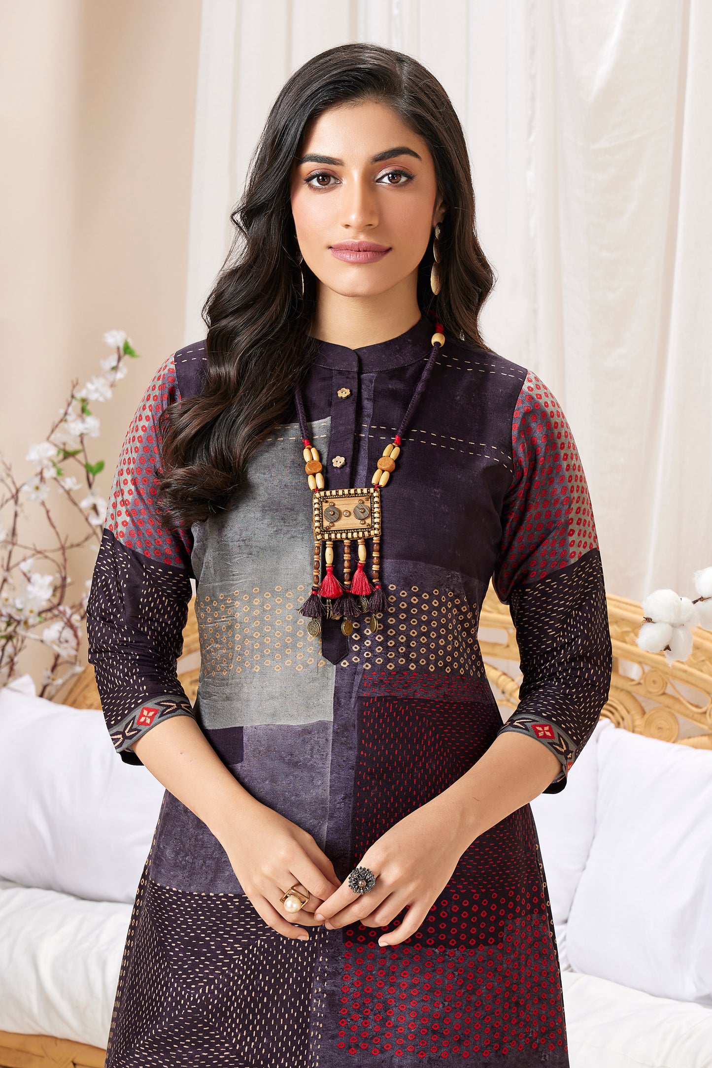 Dark Brown Printed Muslin Salwar Suits 1027-10165