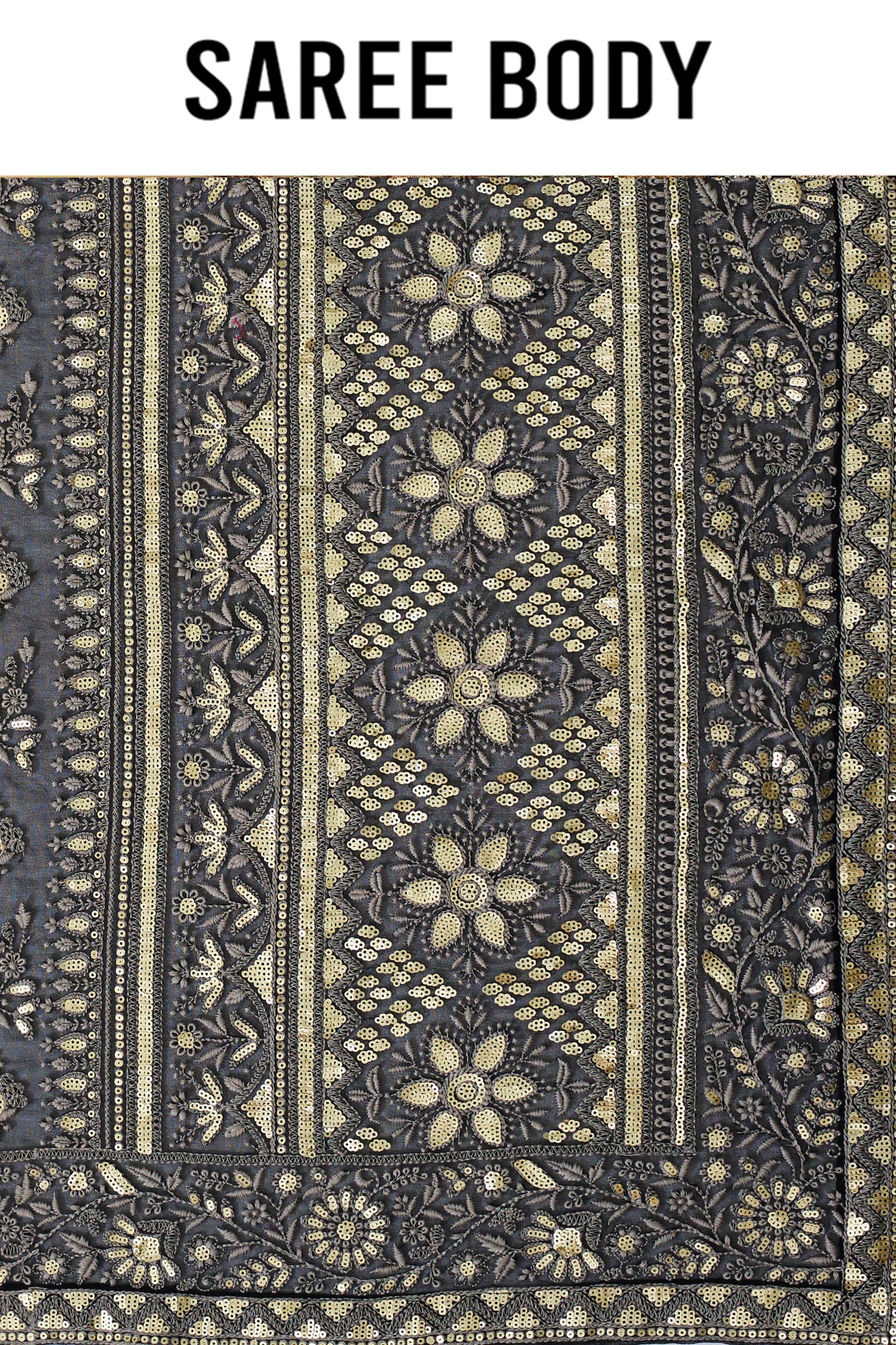 Black Lucknowi Georgette Sarees 1007-10013