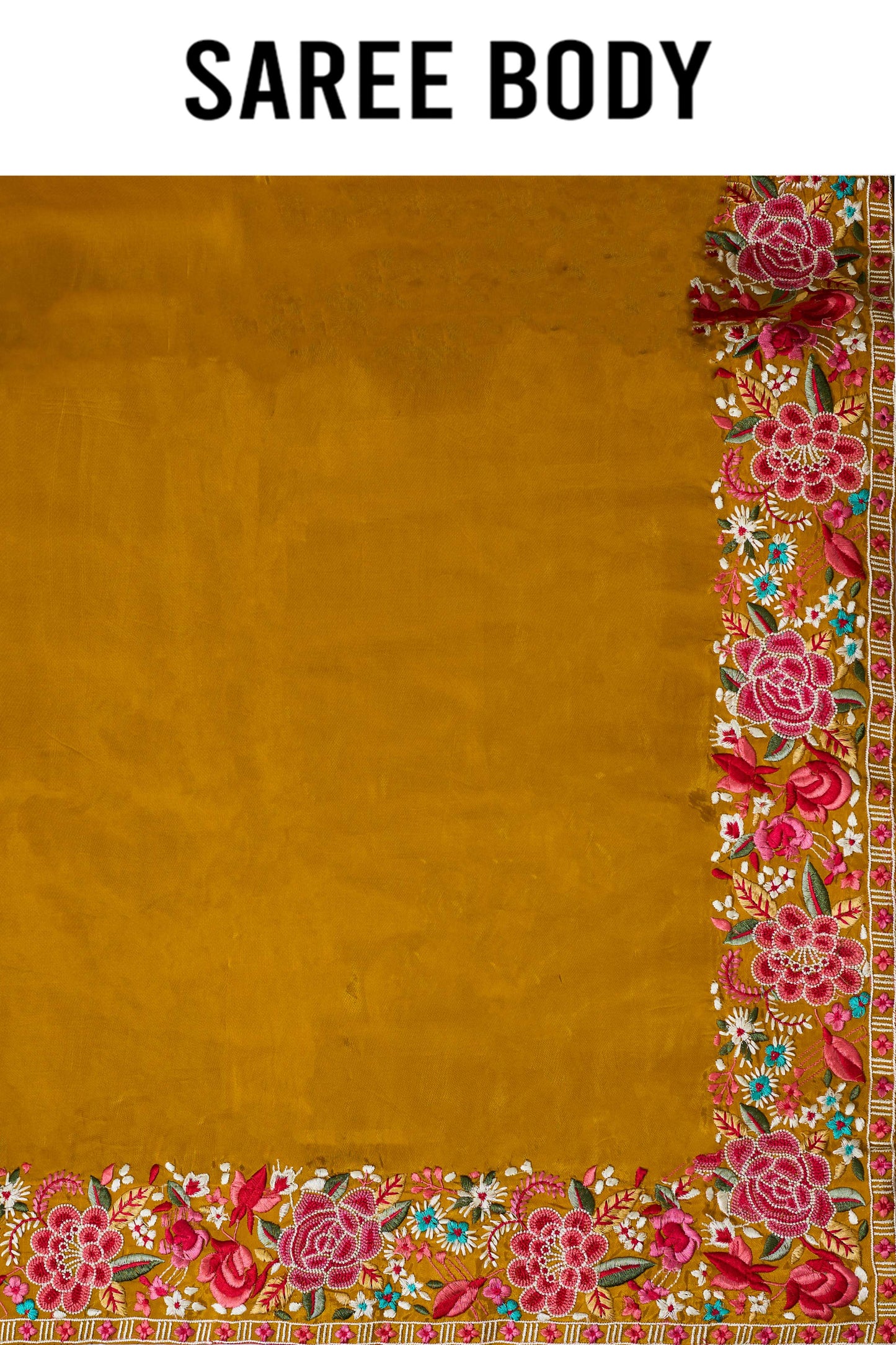Yellow Embroidery Semi crepe Sarees 1007-10011