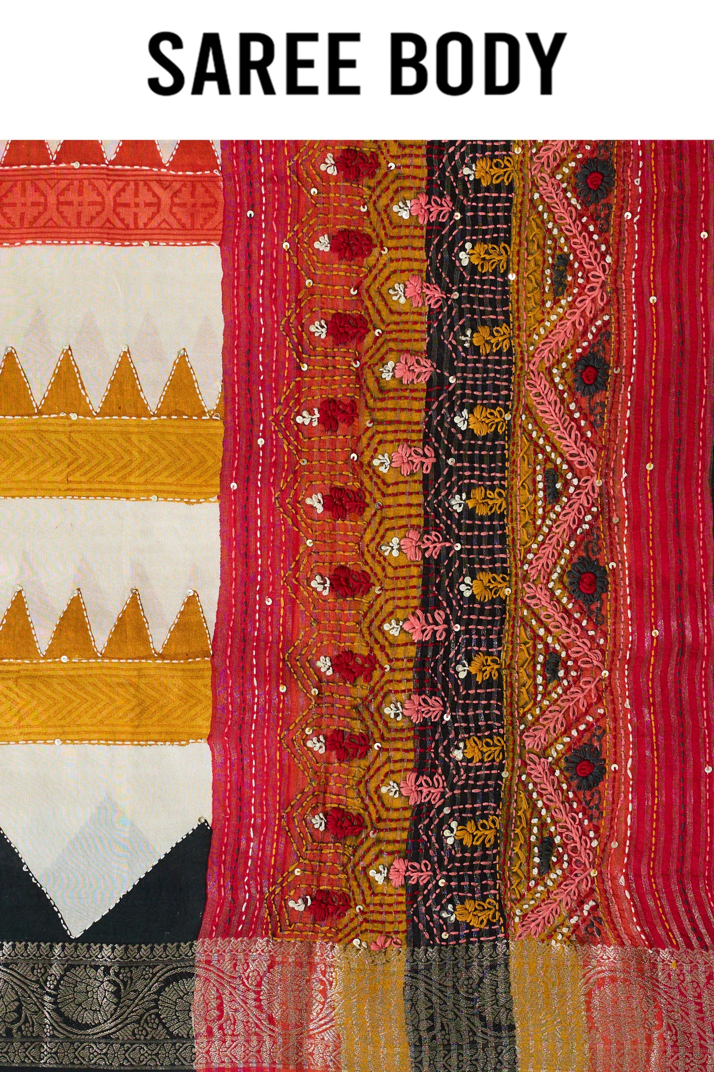 Printed Kantha work Dola Silk Sarees 1011-10039