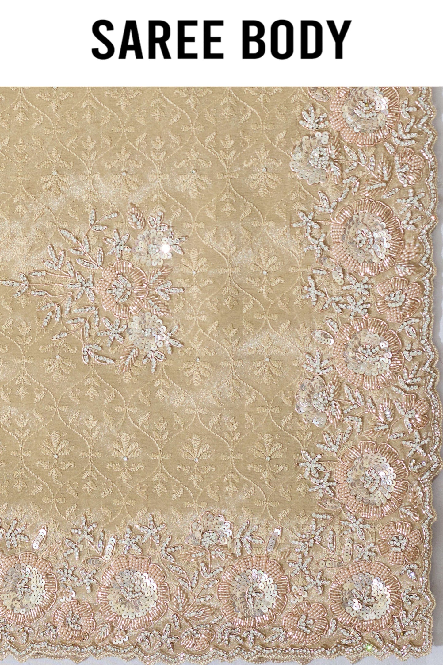 Beige Embroidery Tissue Sarees 1007-10014