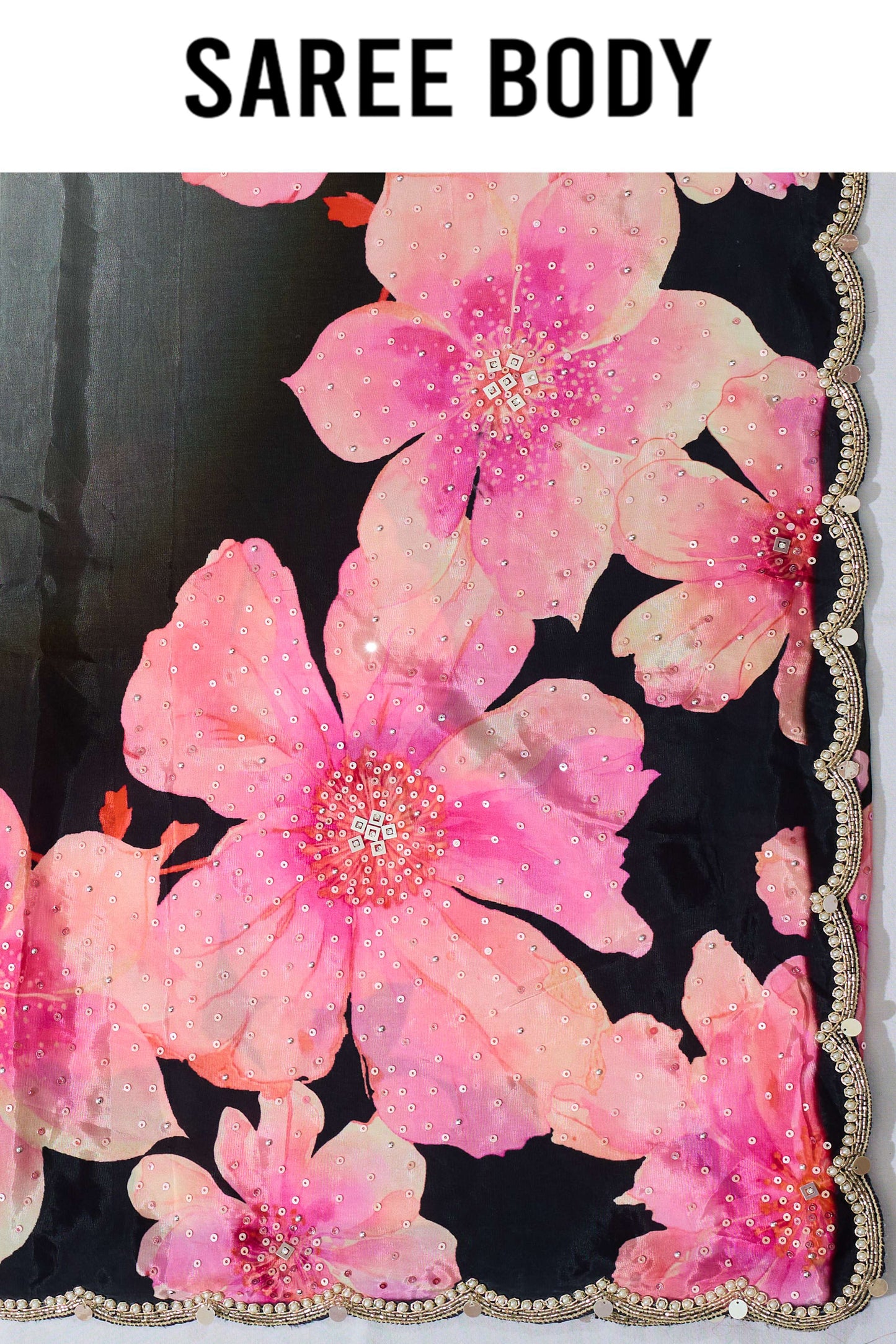 Printed Pearlwork Semi crepe Sarees 1011-10035