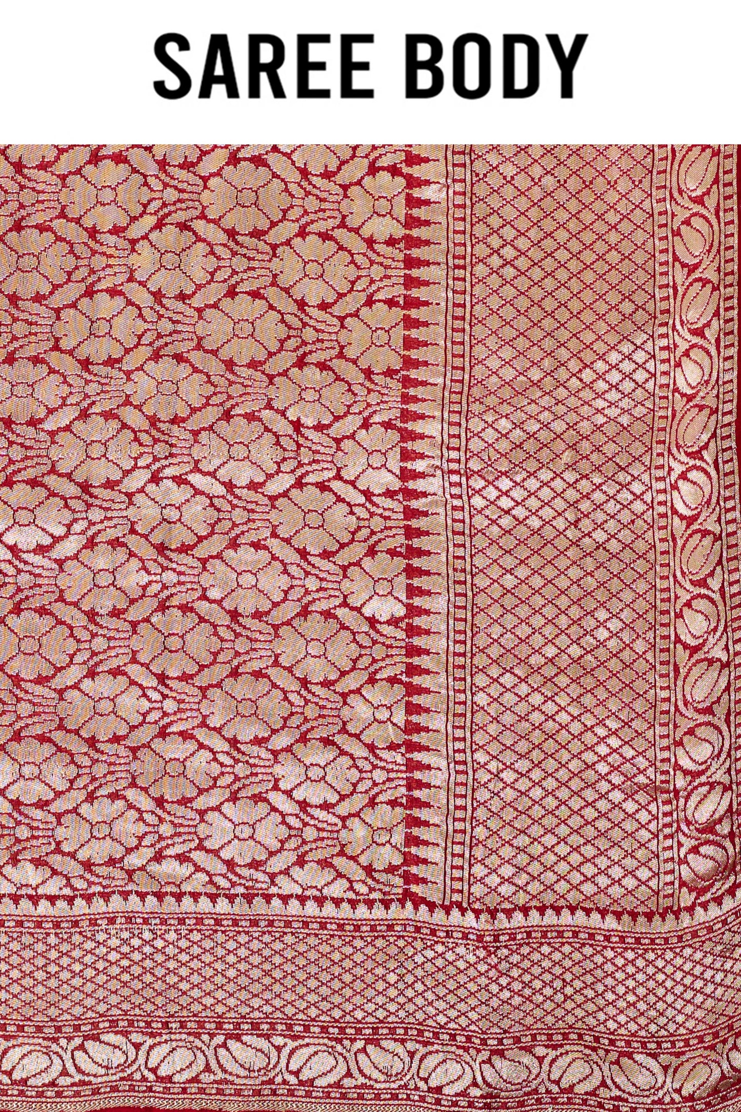 Red Golden Zari weave Khadi Georgette Sarees 1009-10024
