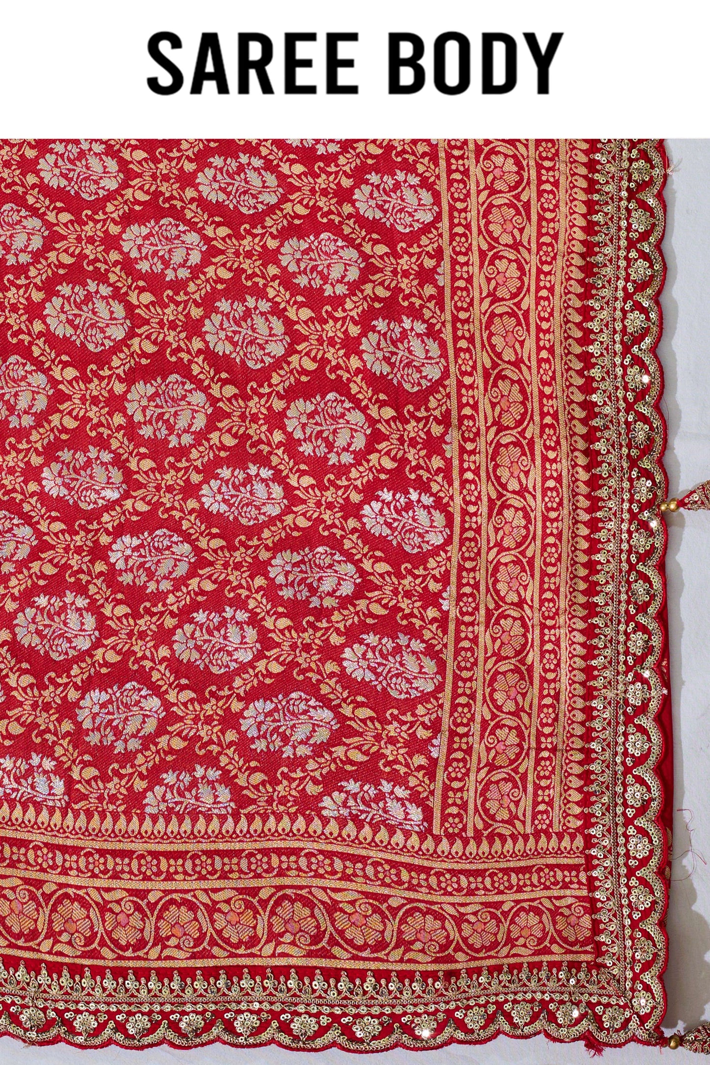 Red/Blue Golden Zari weave Khadi Georgette Sarees 1011-10030