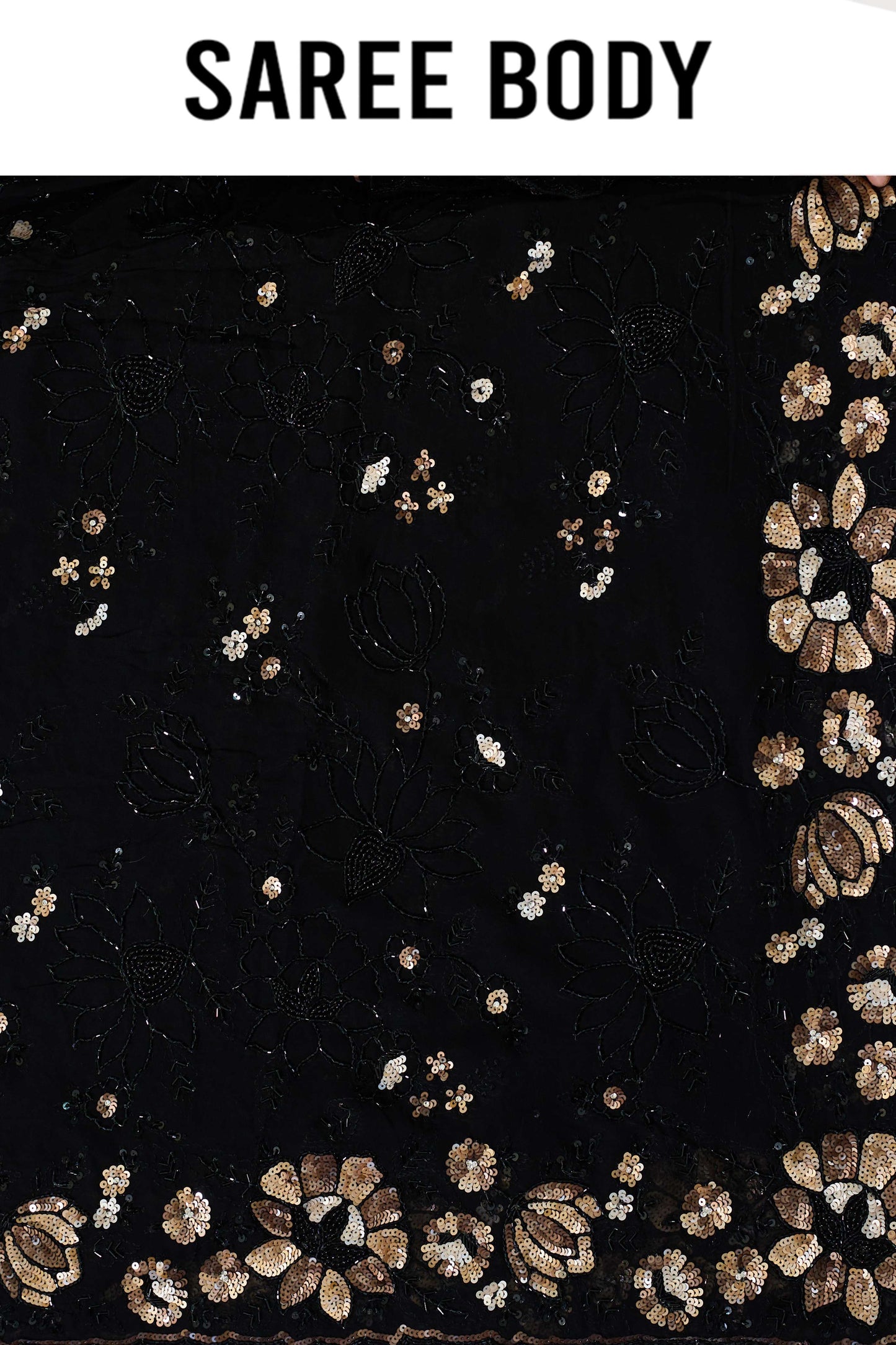 Black sequins Georgette Sarees 1007-10012