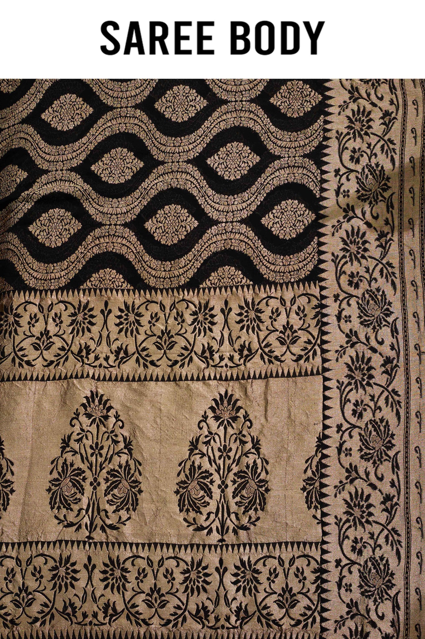 Black Golden Zari weave Khadi Georgette Sarees 1009-10025