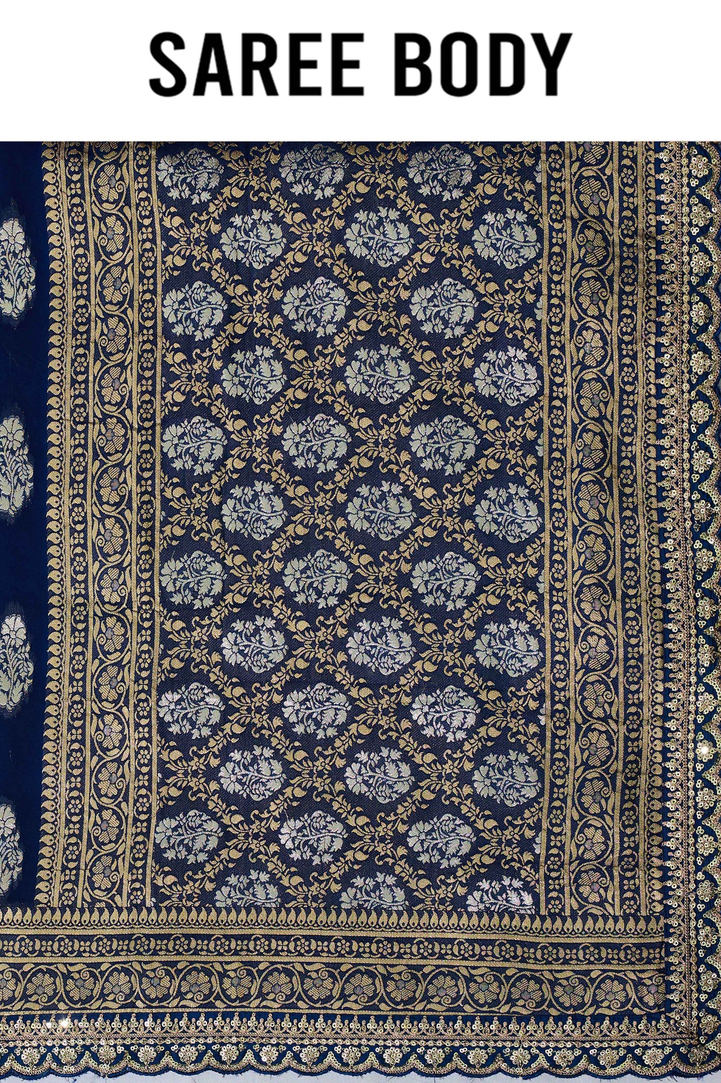 Red/Blue Golden Zari weave Khadi Georgette Sarees 1011-10030