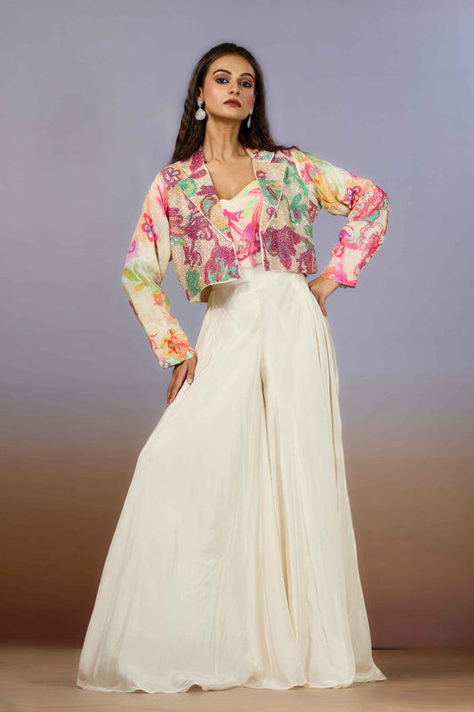 Cream Cut Dana HO silk Indo Western 1017-10082