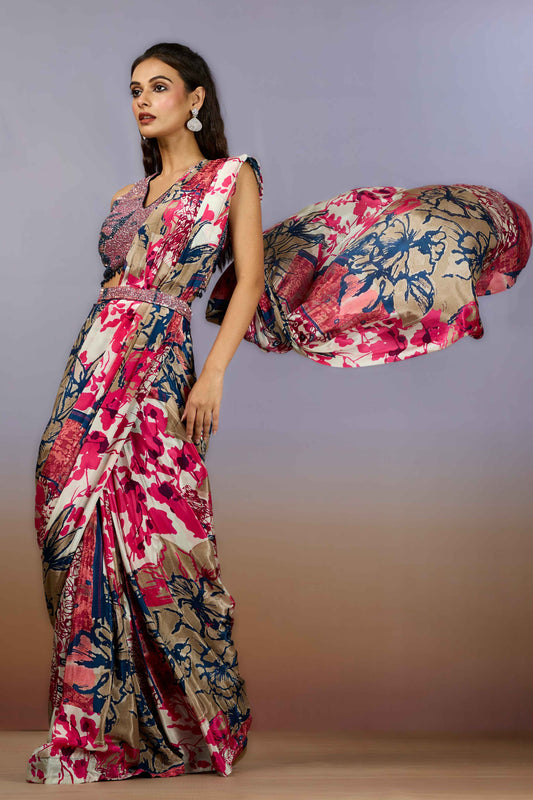 Blue Sequins Crepe Indo Western 1022-10089