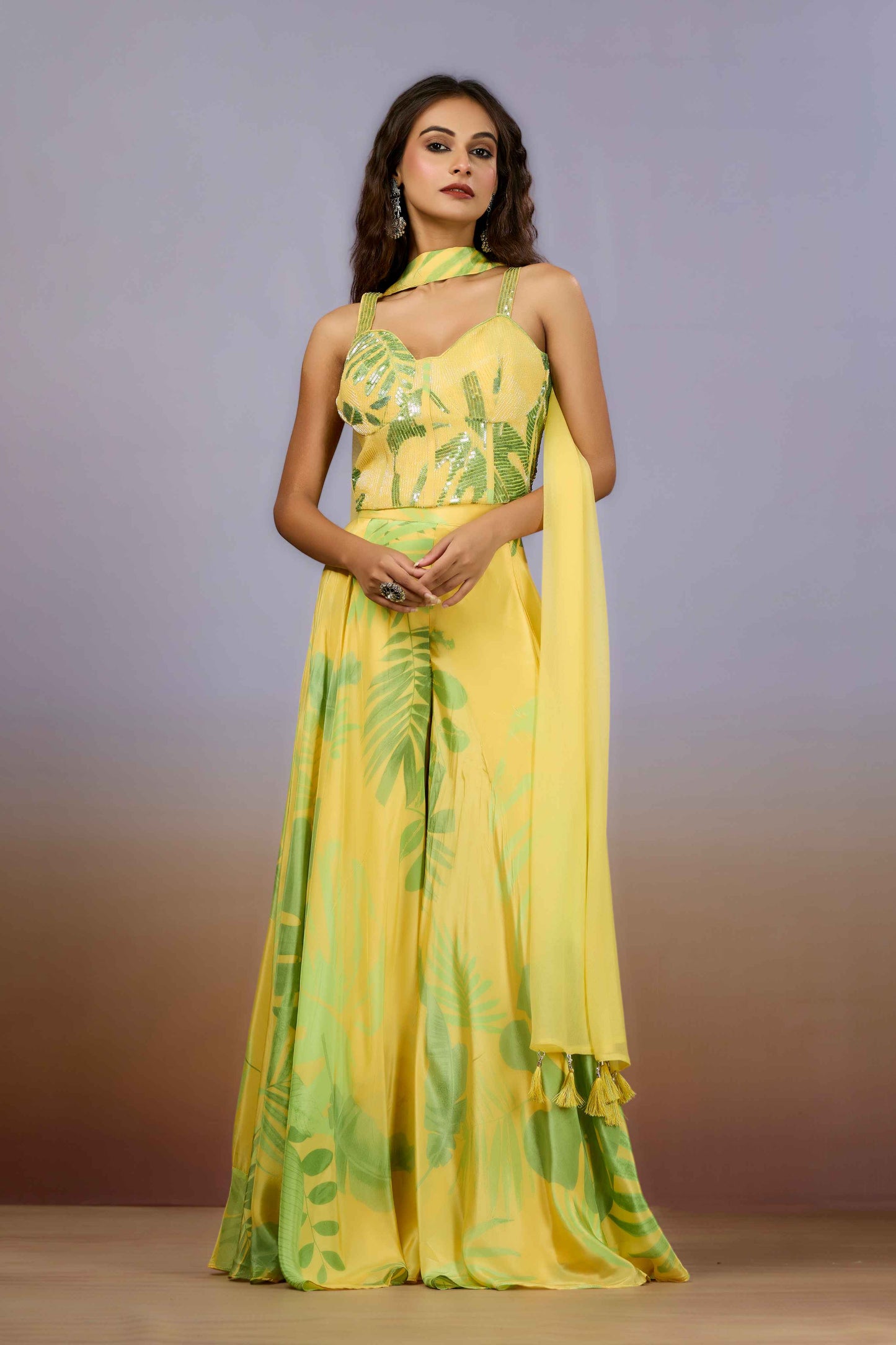 Yellow Cut Dana HO silk Indo Western 1017-10101