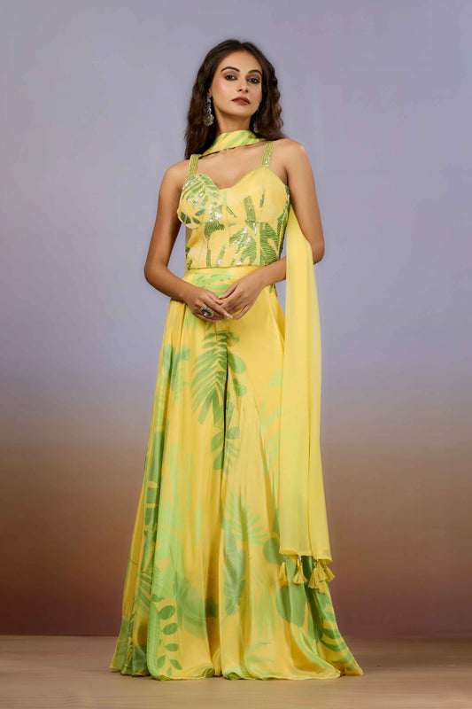 Yellow Cut Dana HO silk Indo Western 1017-10101