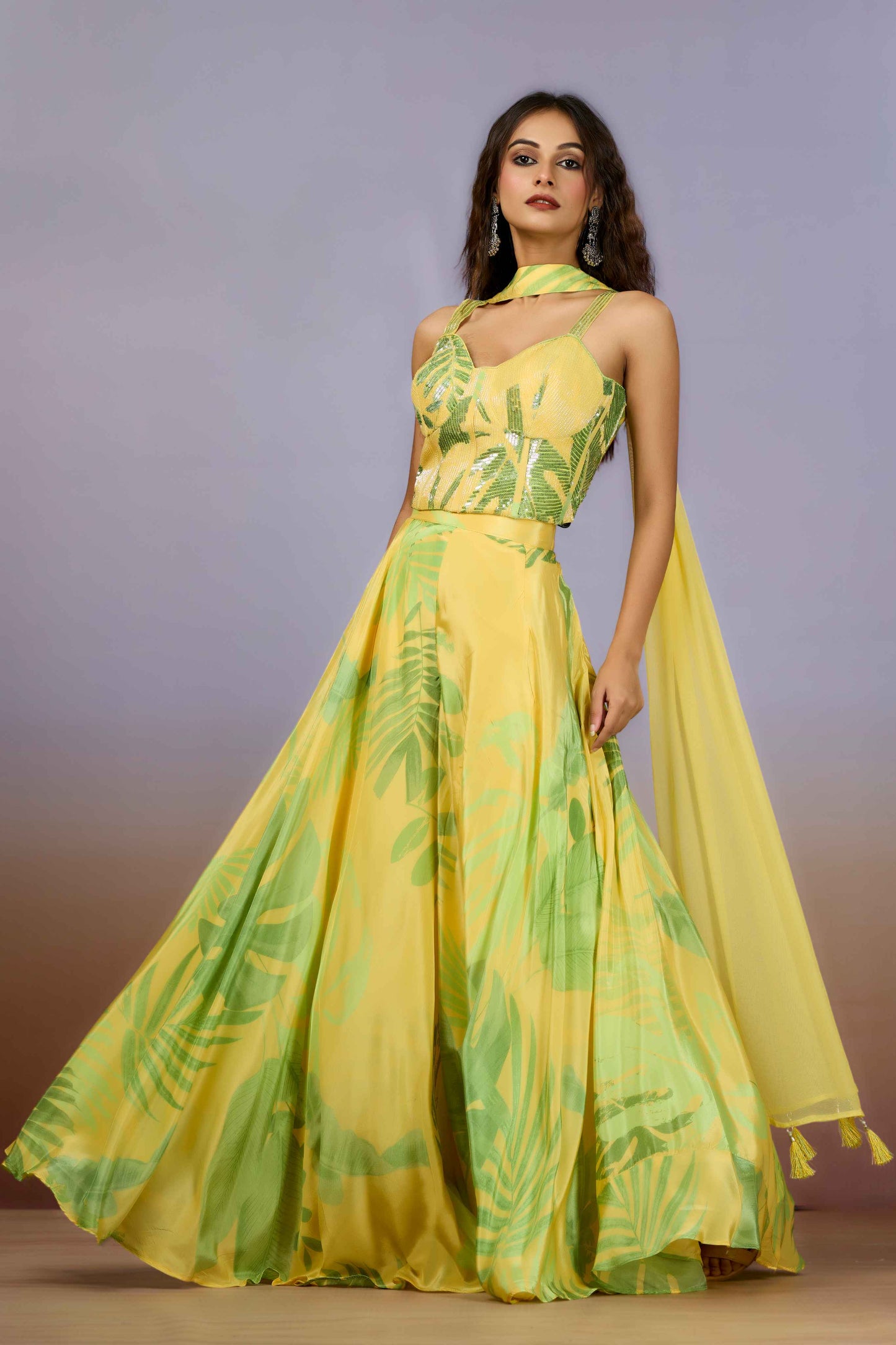 Yellow Cut Dana HO silk Indo Western 1017-10101