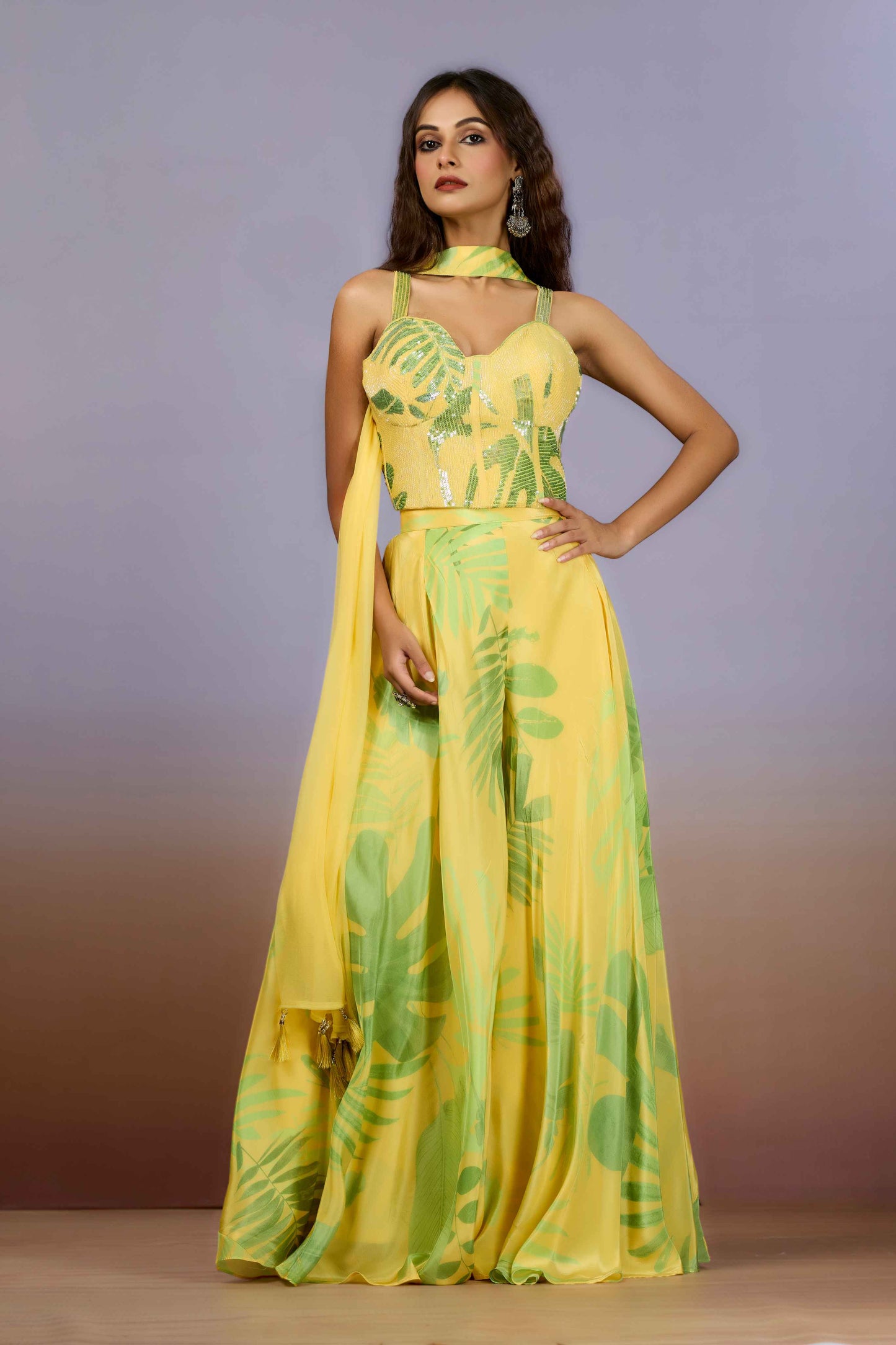Yellow Cut Dana HO silk Indo Western 1017-10101