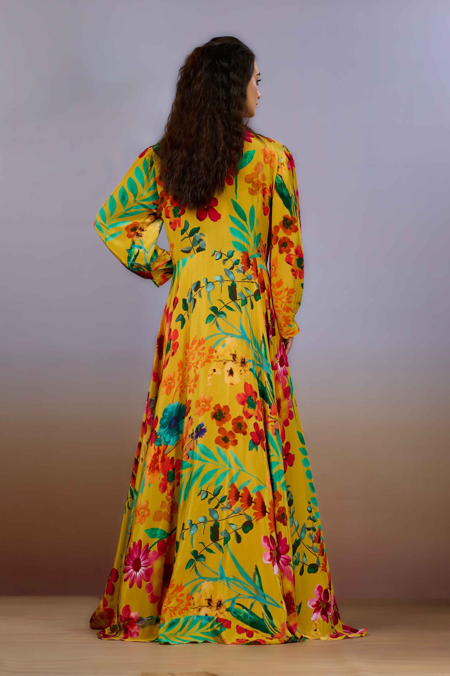 Yellow Cut Dana Crepe Indo Western 1023-10090